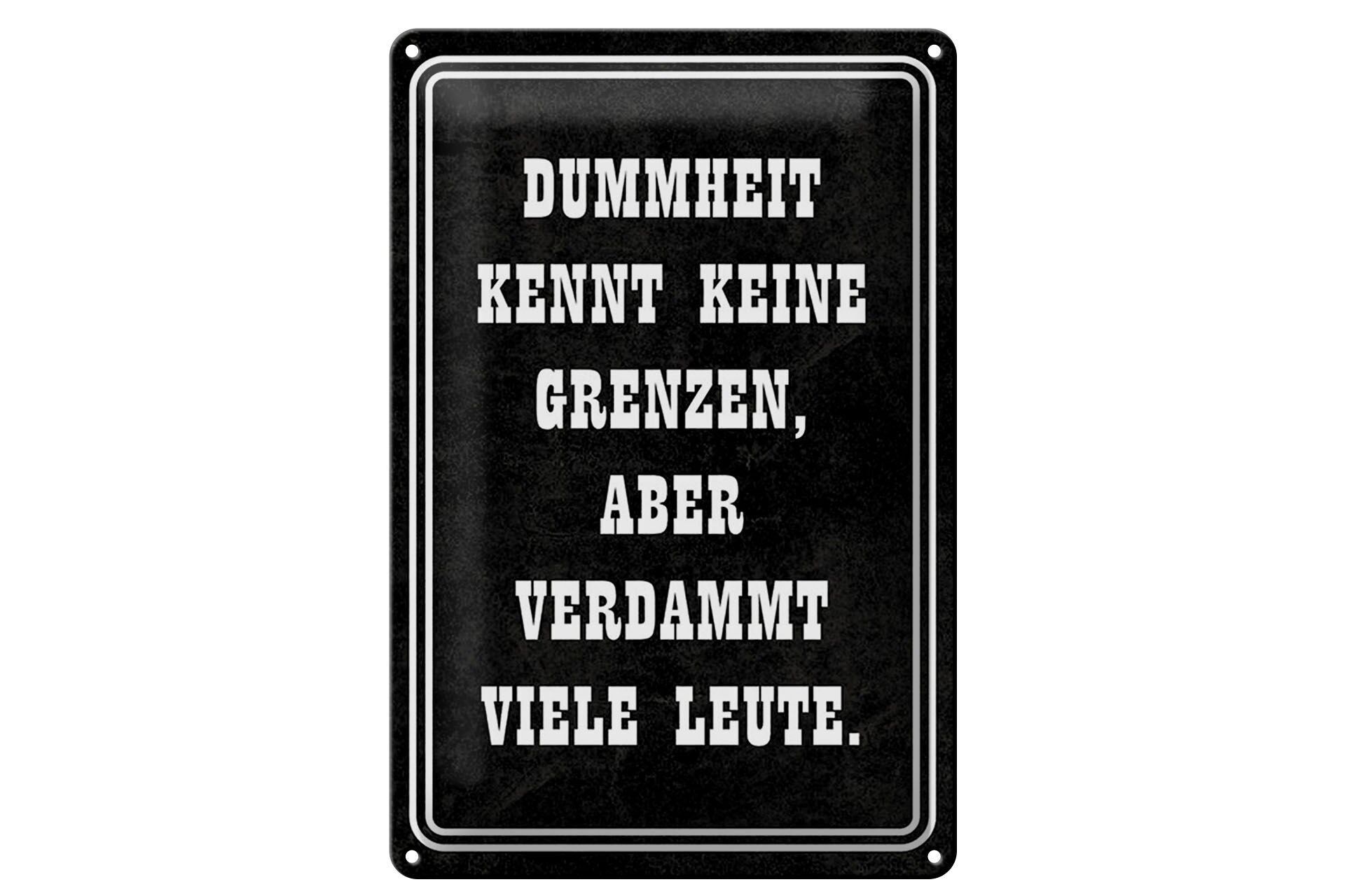 Blechschild Spruch 20x30 cm Dummheit kennt keine Grenzen Deko Schild
