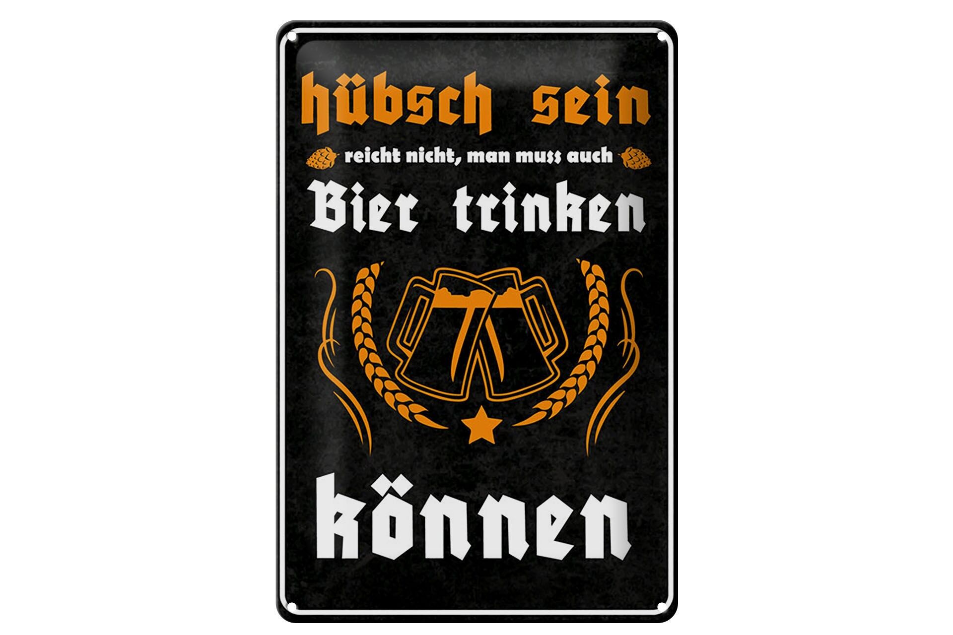 Plaque métallique « Alcool » 20x30 cm : Être belle ne suffit pas, boire de la bière, plaque décorative