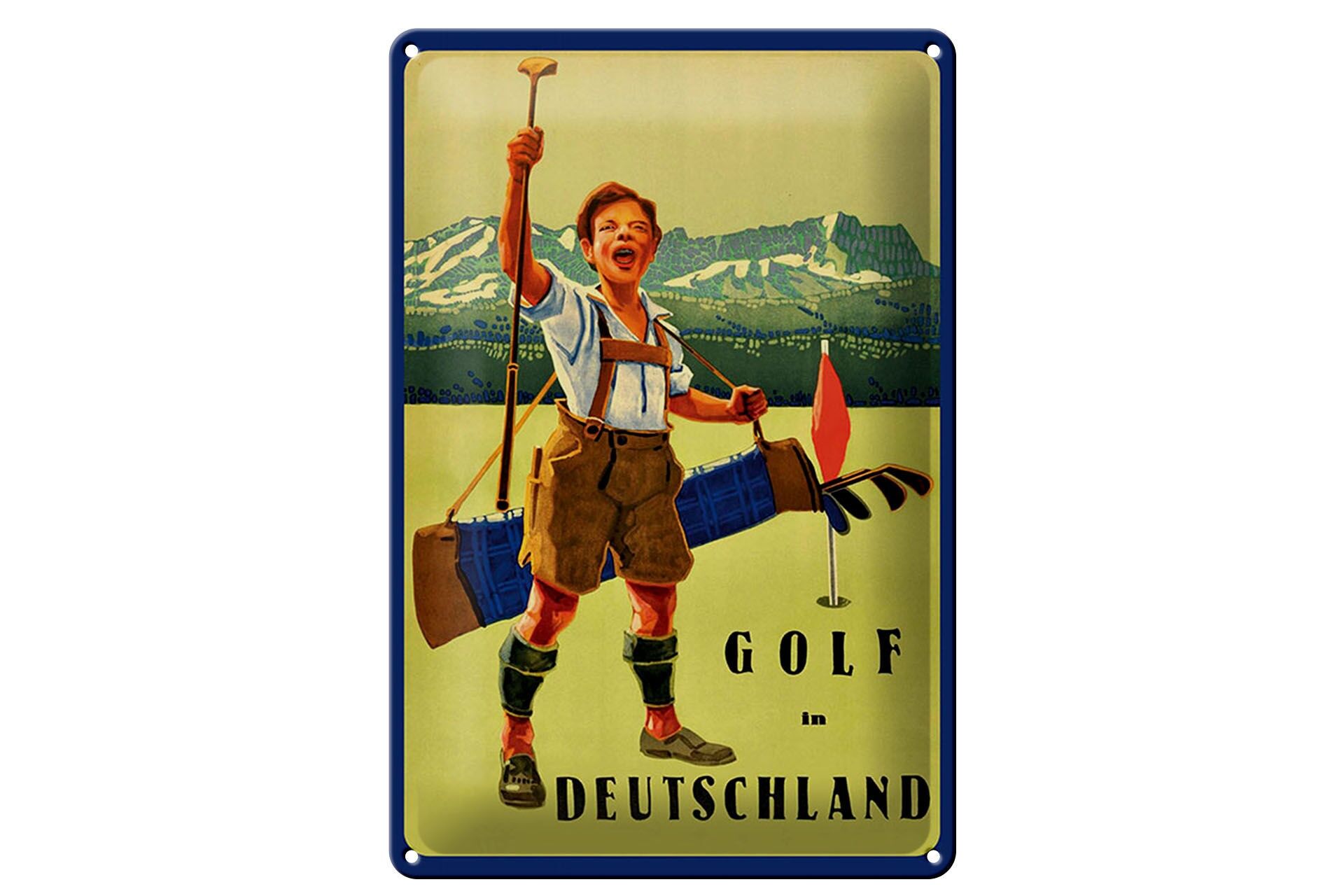 Blechschild Reise 20x30 cm Golf in Deutschland Deko Schild
