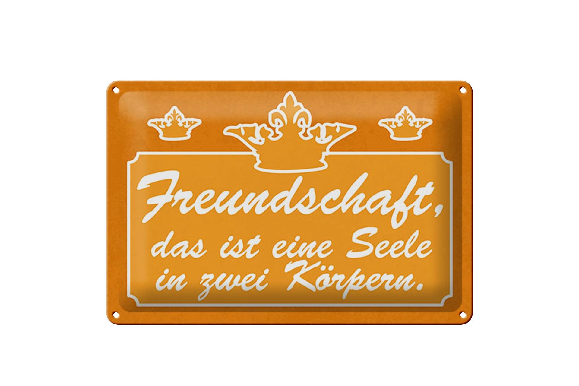 Blechschild Spruch 20x30 cm Freundschaft, das ist eine Seele in zwei Körpern