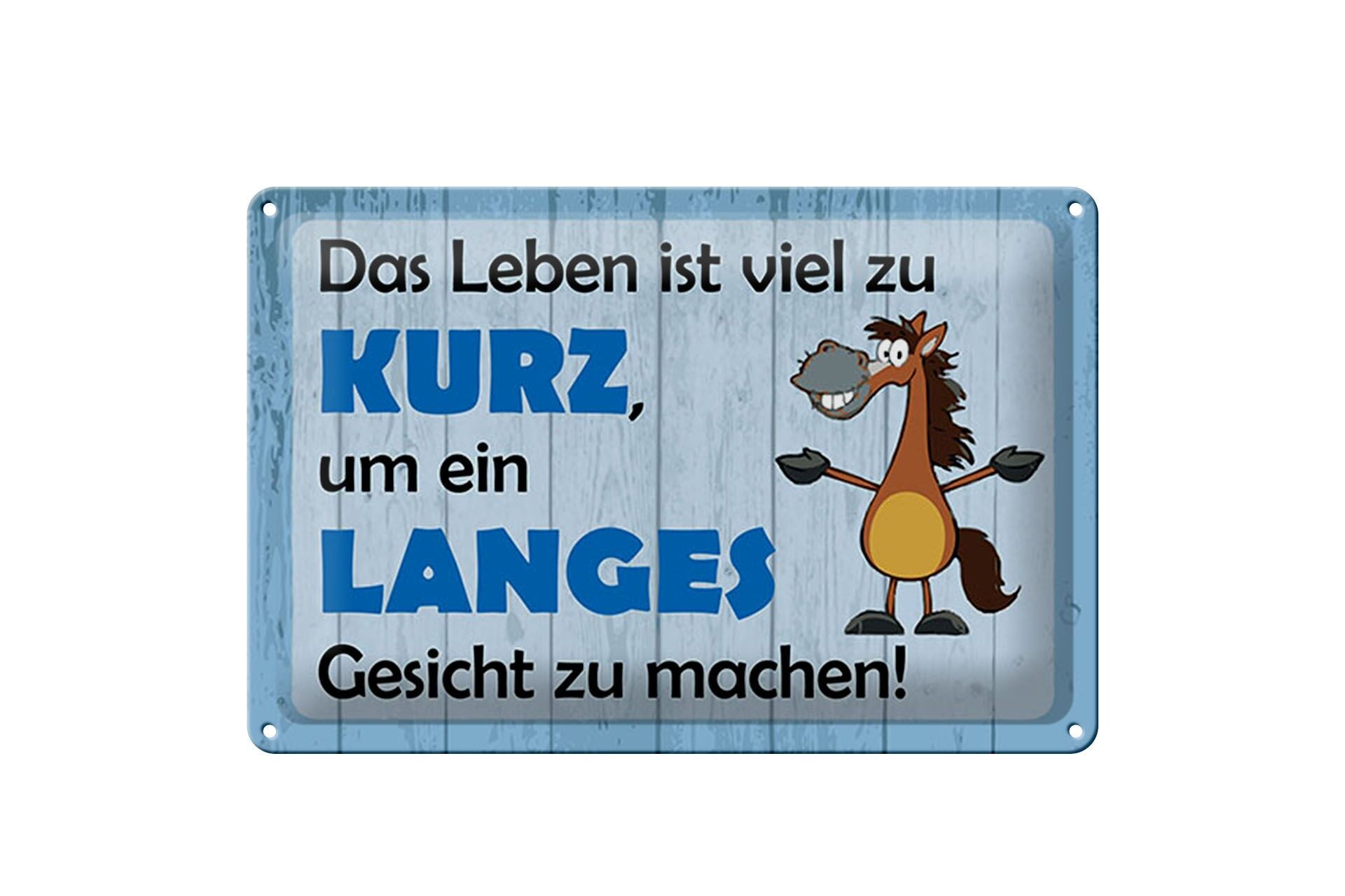 Blechschild Spruch 20x30 cm Leben ist zu kurz um ein langes Gesicht zu machen