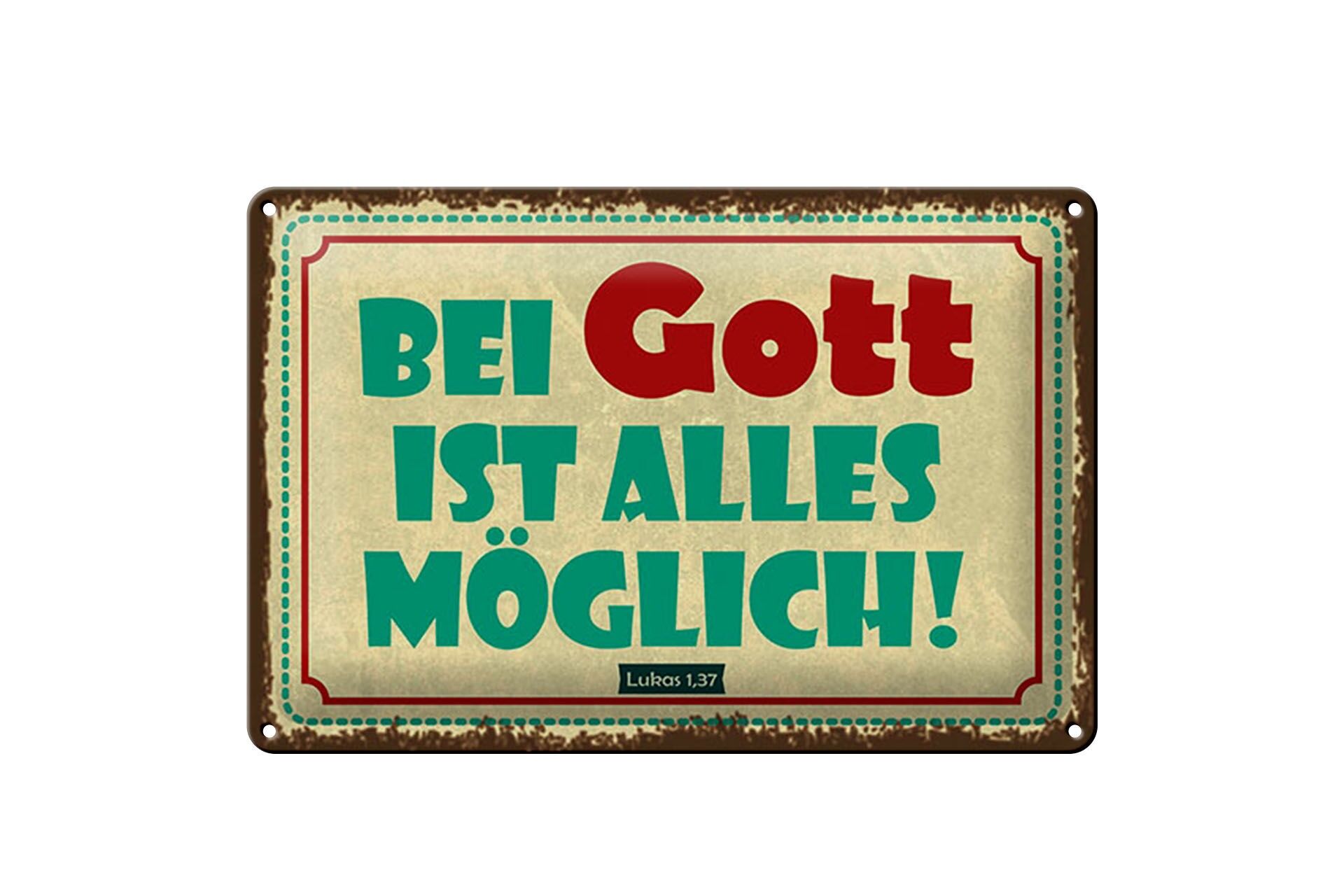 Blechschild Spruch 20x30 cm Bei Gott ist alles möglich Deko Schild