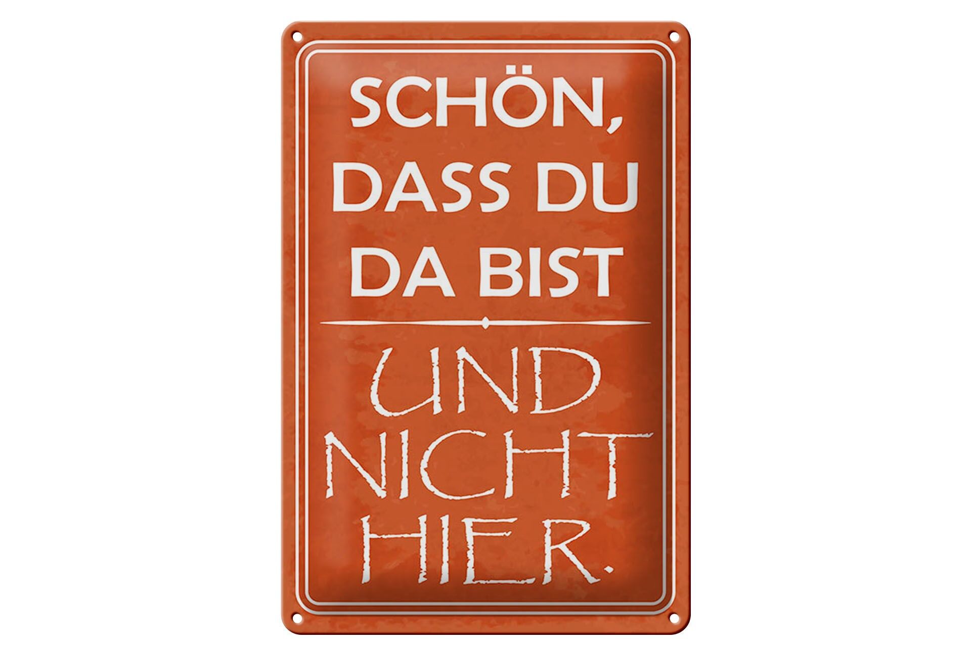 Blechschild Spruch 20x30 cm Schön, dass du da bist und nicht hier Deko Schild