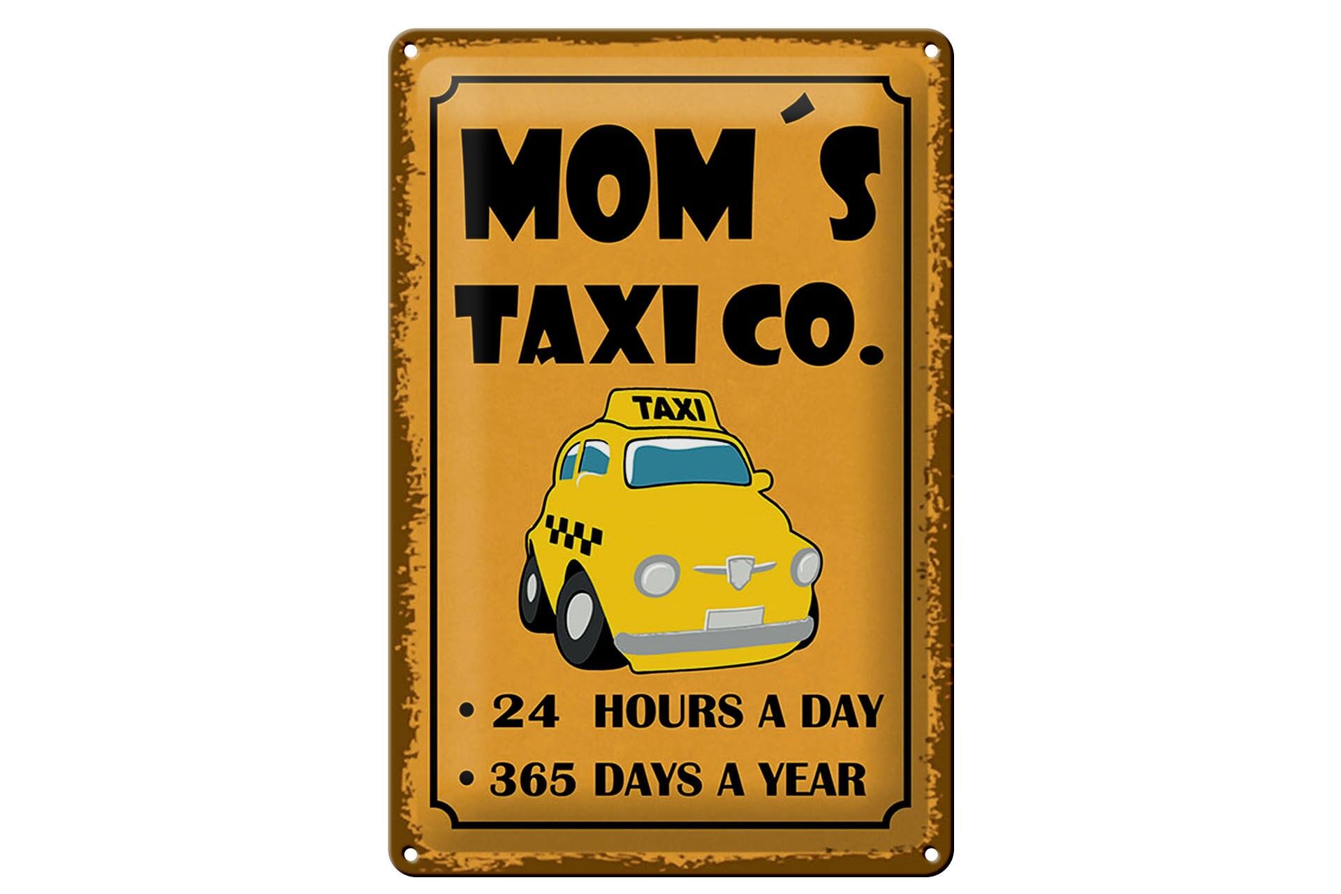 Blechschild Hinweis 20x30 cm Moms Taxi co. 24 hours a day Deko Schild