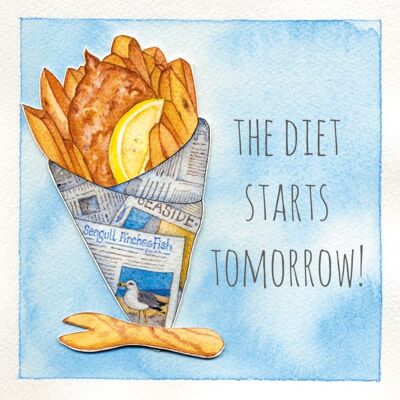 The diet starts tomorrow 10cm mini card