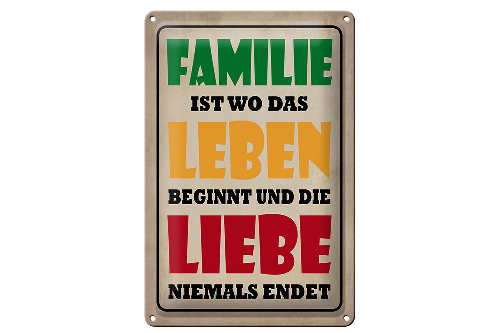 Blechschild Spruch 20x30 cm Familie ist wo das Leben beginnt Deko Schild