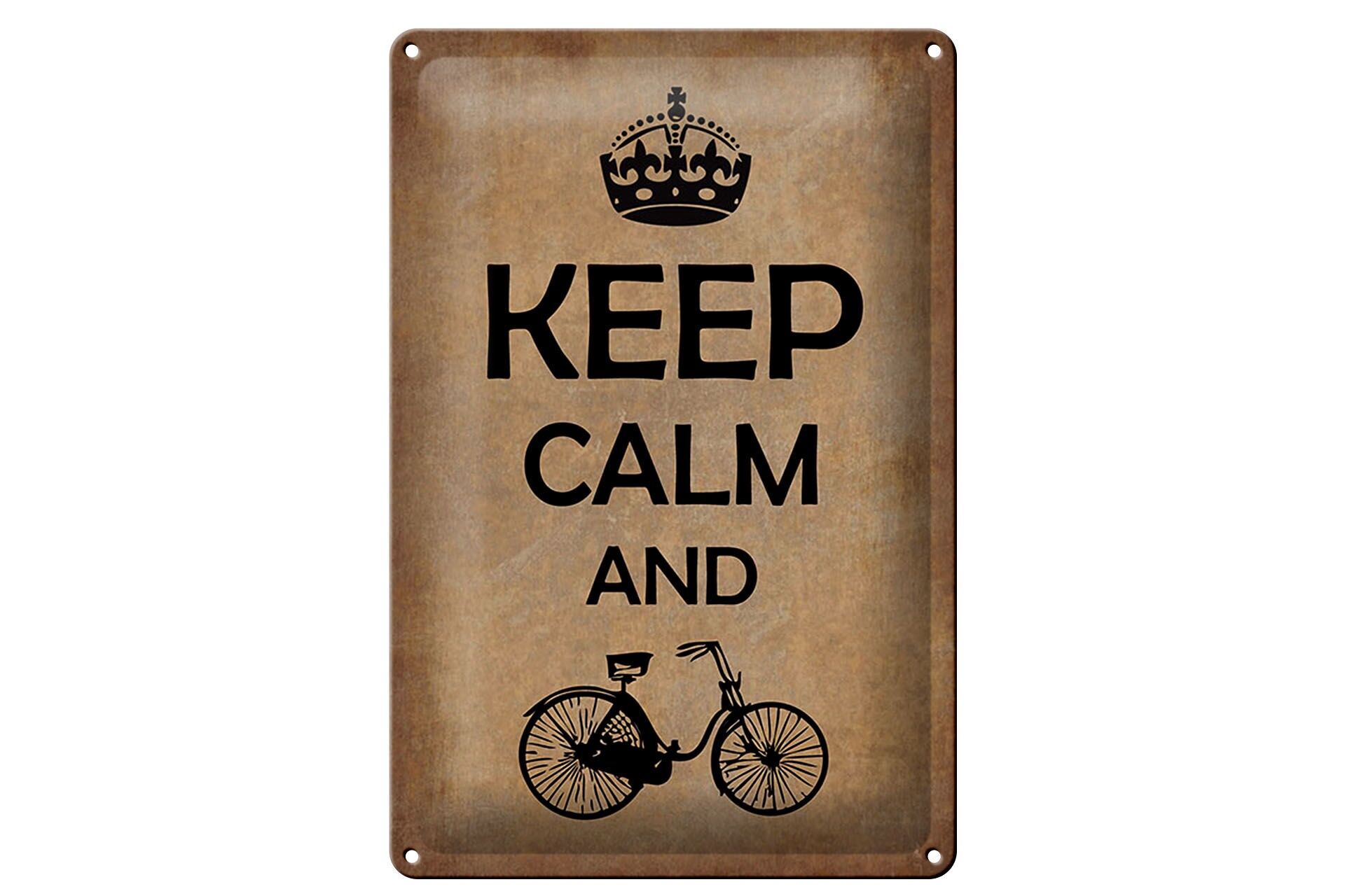 Blechschild Spruch 20x30 cm Keep calm and Bike Fahrrad Deko Schild