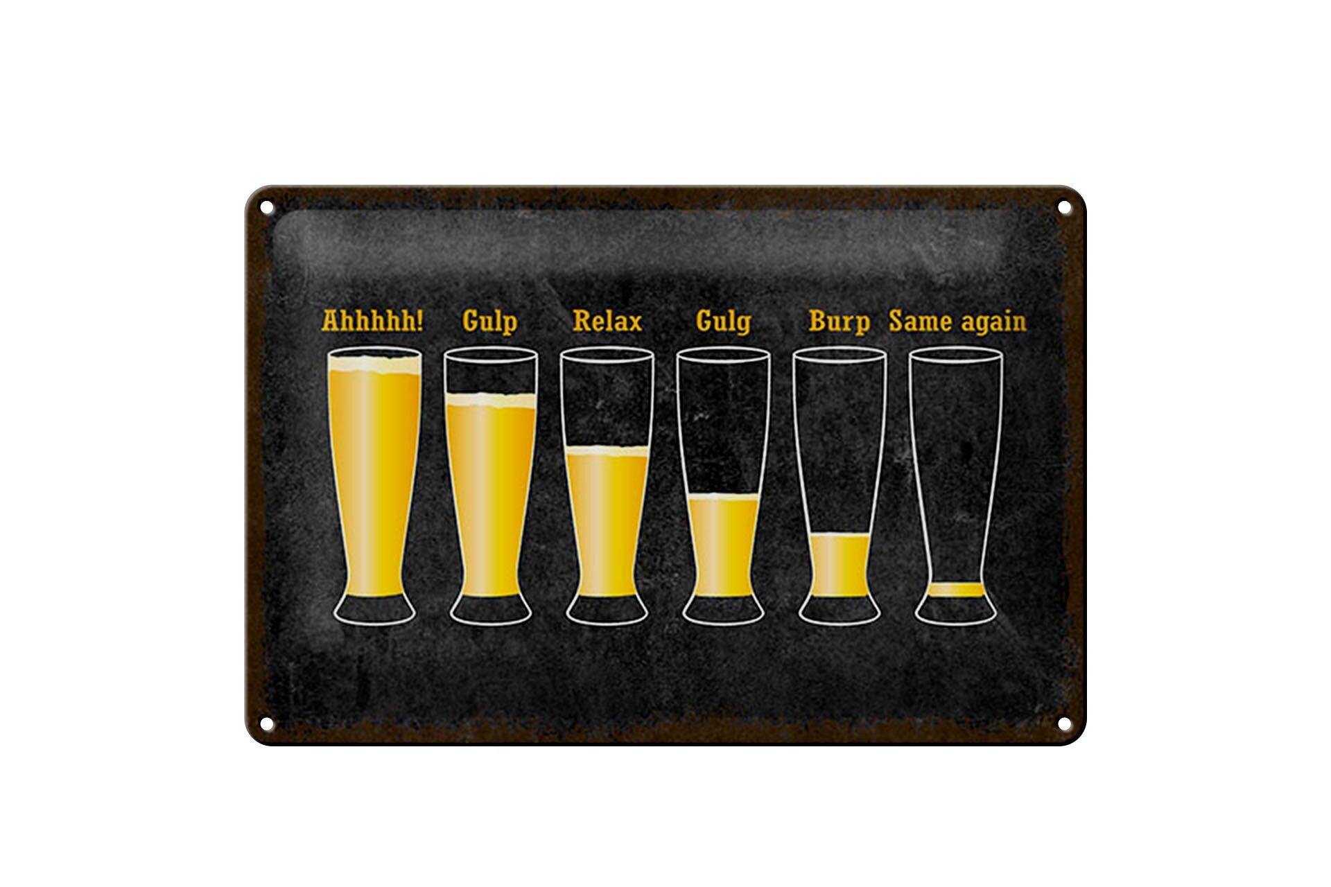 Plaque métallique « Alcool » 20 x 30 cm, niveau de remplissage de la bière dans les verres, plaque décorative