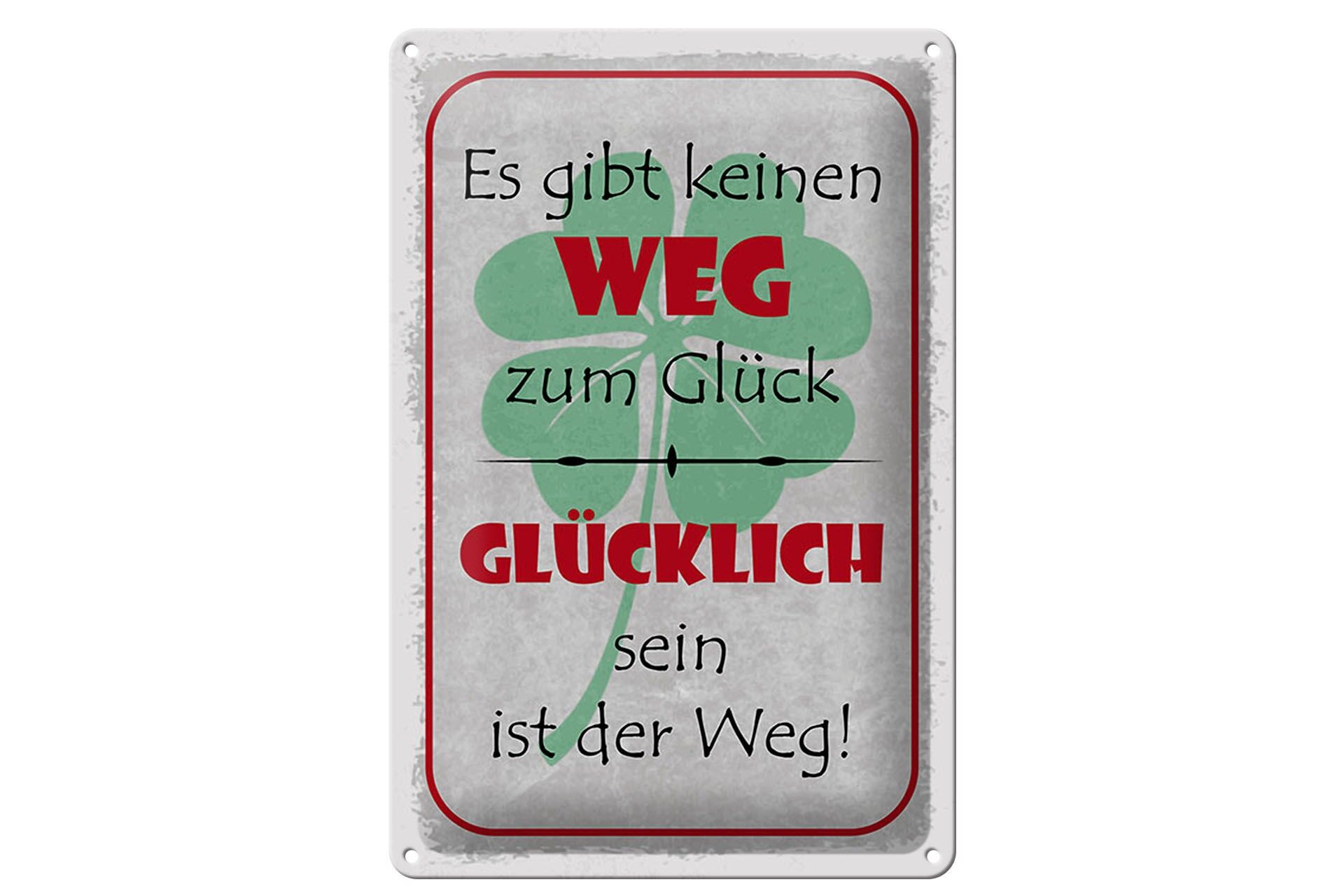 Blechschild Spruch 20x30 cm Glücklich sein ist der Weg Deko Schild