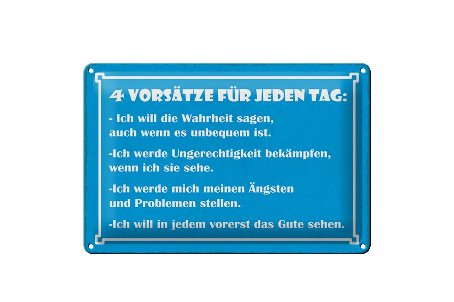 Blechschild Spruch 20x30 cm 4 Vorsätze für jeden Tag Deko Schild