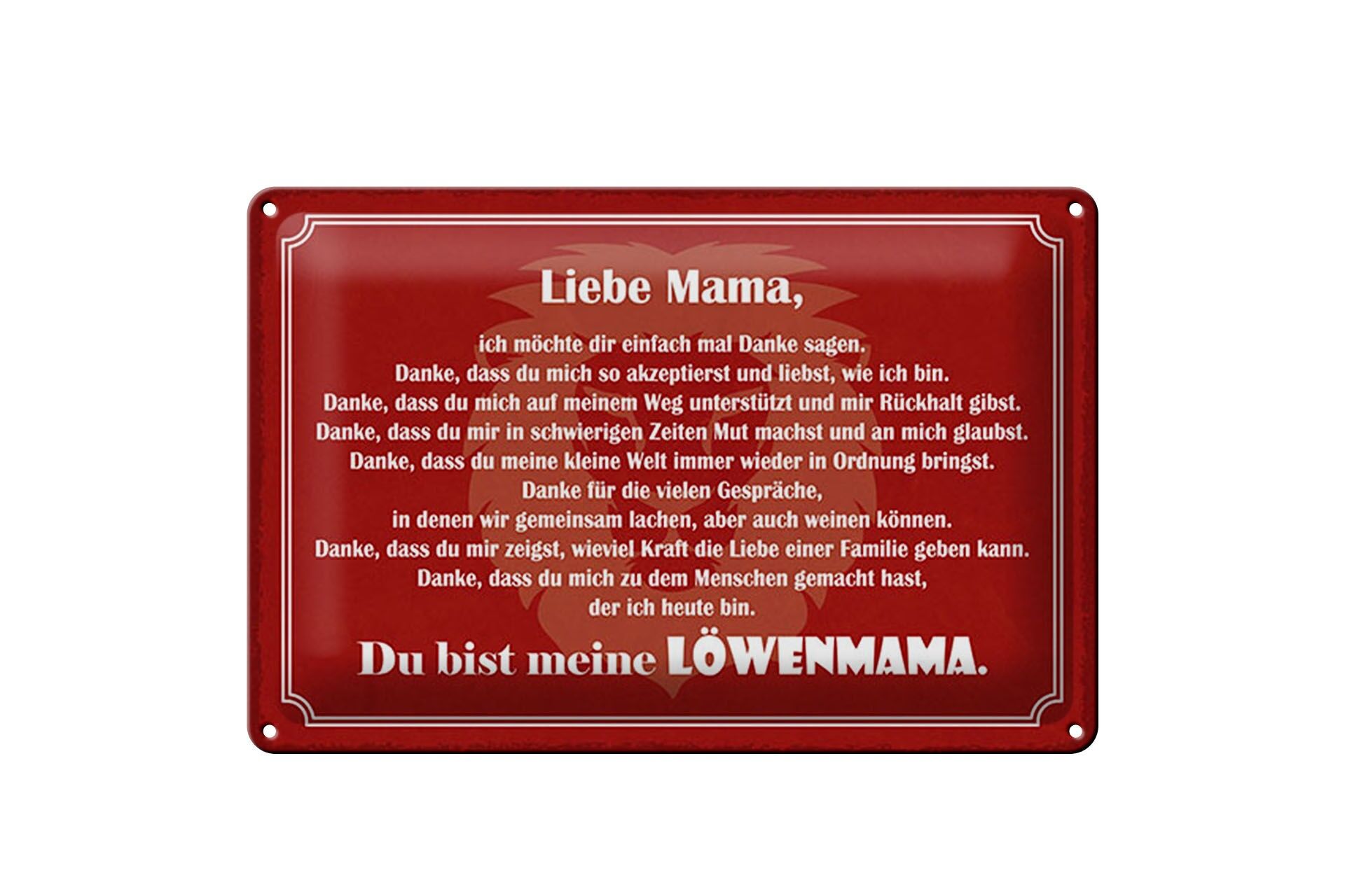 Blechschild Spruch 20x30 cm Liebe Mama, du bist meine LÖWENMAMA Deko Schild