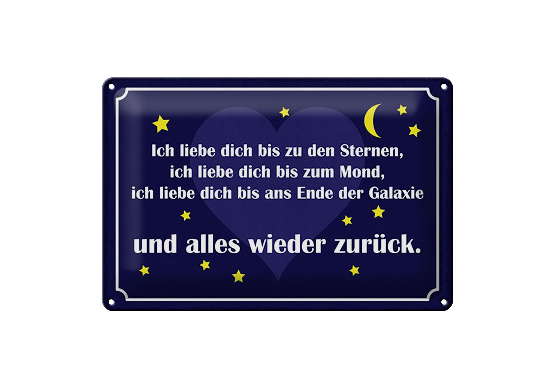 Blechschild Spruch 20x30 cm Ich liebe dich bis zu den Sternen Deko Schild