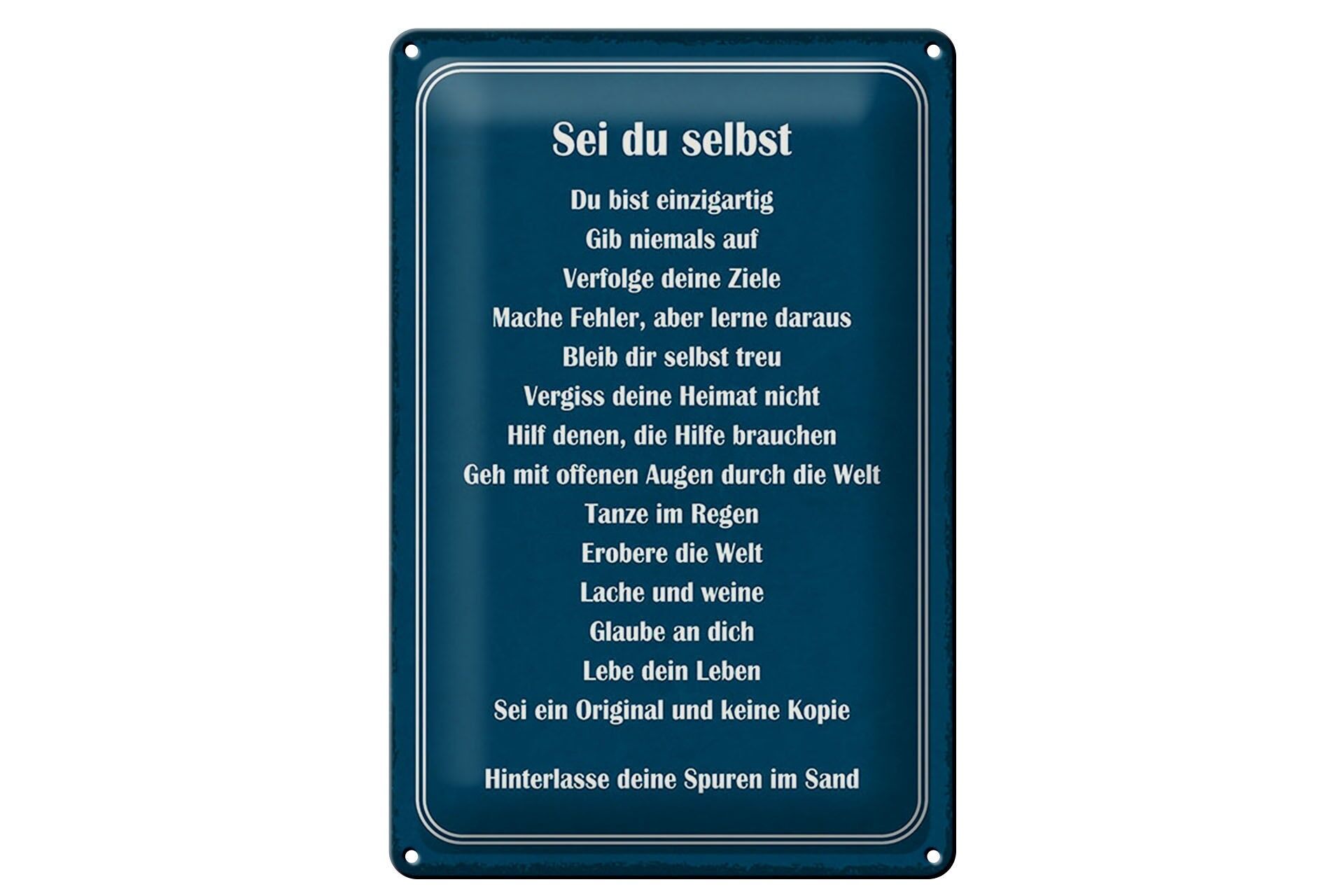 Blechschild Spruch 20x30 cm Sei du selbst. Du bist einzigartig Deko Schild