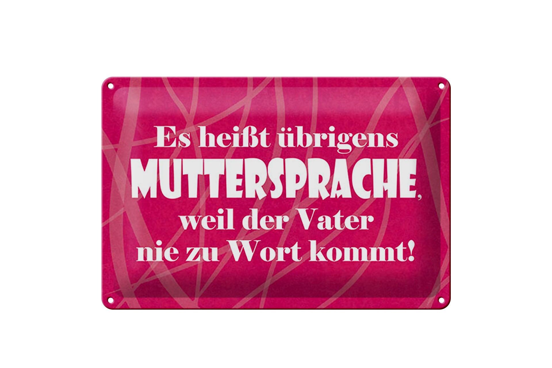Blechschild Spruch 20x30 cm Es heißt Muttersprache, weil Vater nie zu Wort kommt