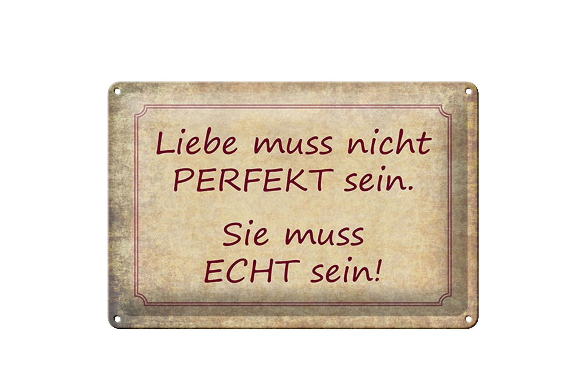Cartello in metallo con scritta 20x30 cm: L'amore non deve essere perfetto.Deve essere reale