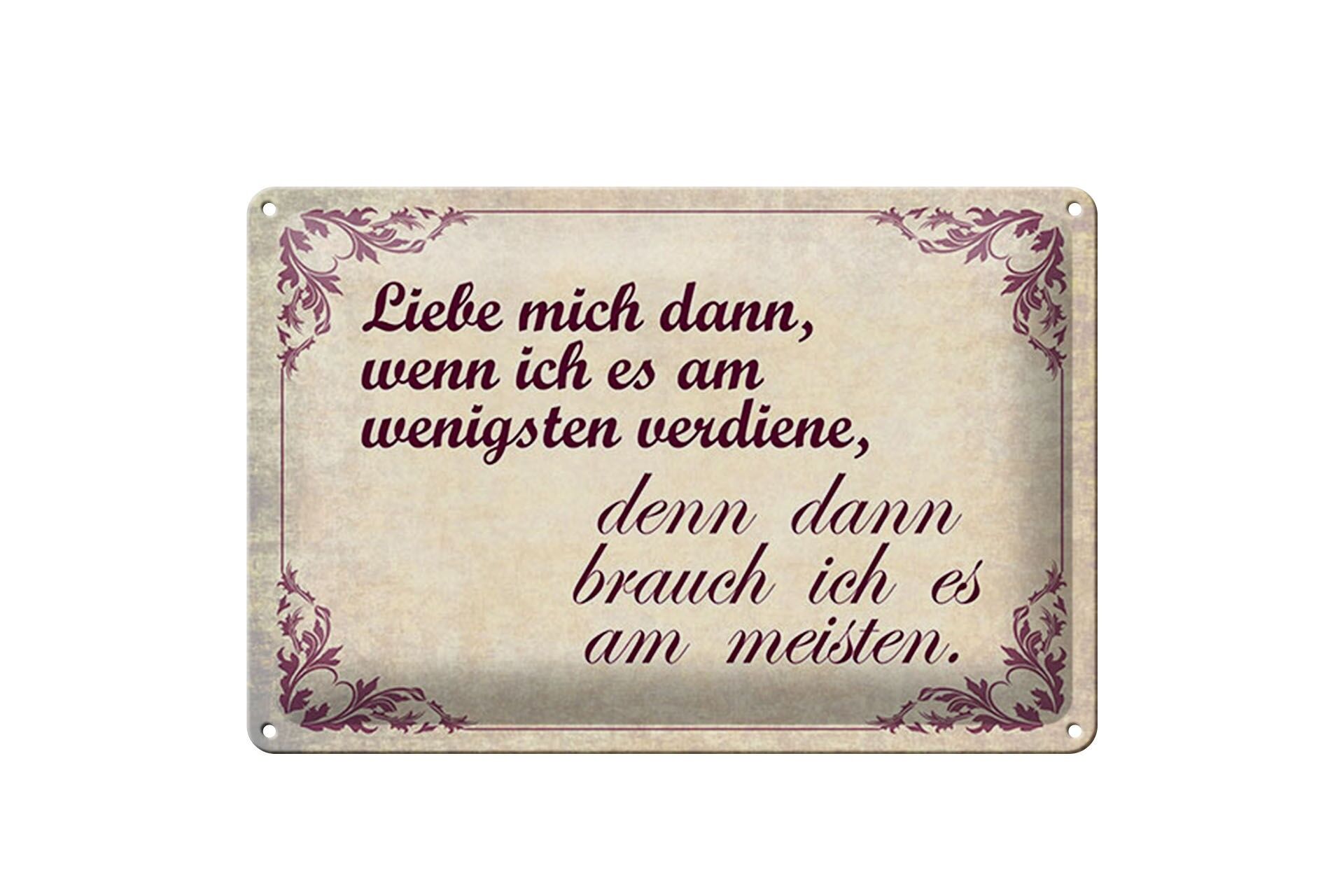 Cartello in metallo con scritta 20x30 cm: Amami quando meno me lo merito