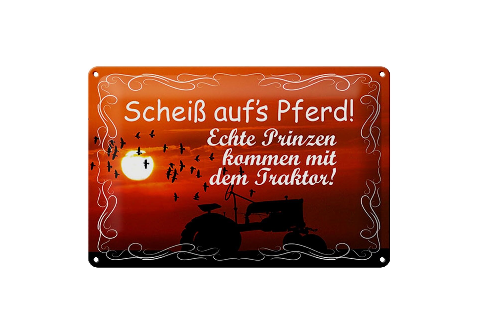 Cartello in metallo con scritta 20x30 cm: I veri principi arrivano in trattore. Cartello decorativo.