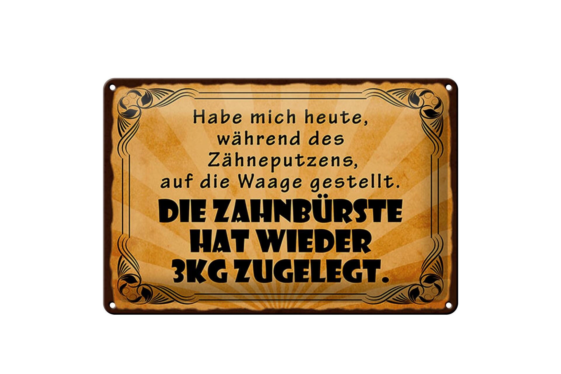 Cartello in metallo con scritta, 20x30 cm, lo spazzolino da denti ha ripreso 3 kg, cartello decorativo