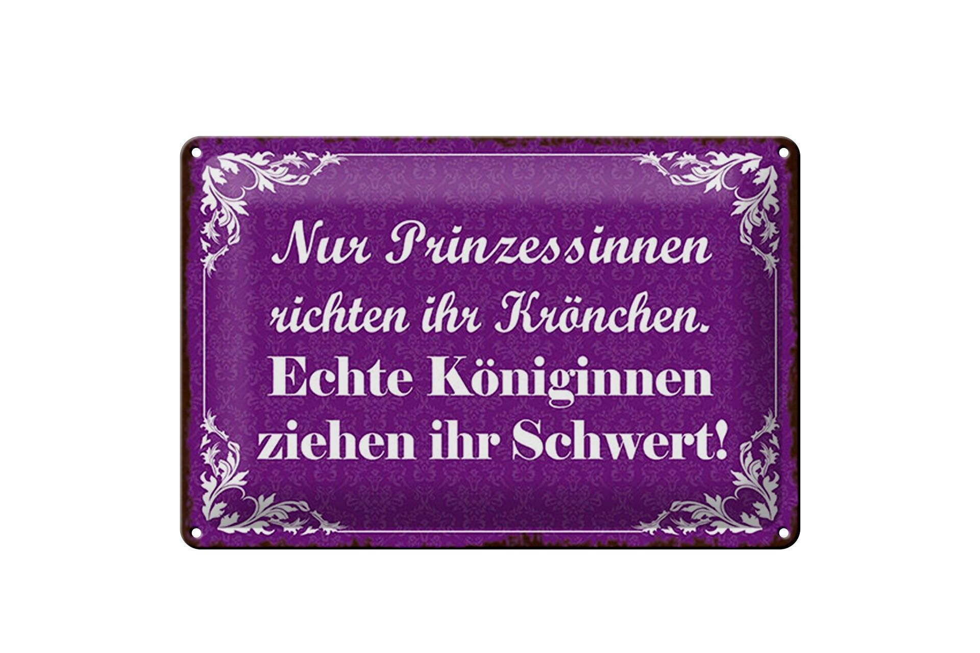 Cartello in metallo con scritta, 20x30 cm: Le vere regine sguainano le spade, cartello decorativo