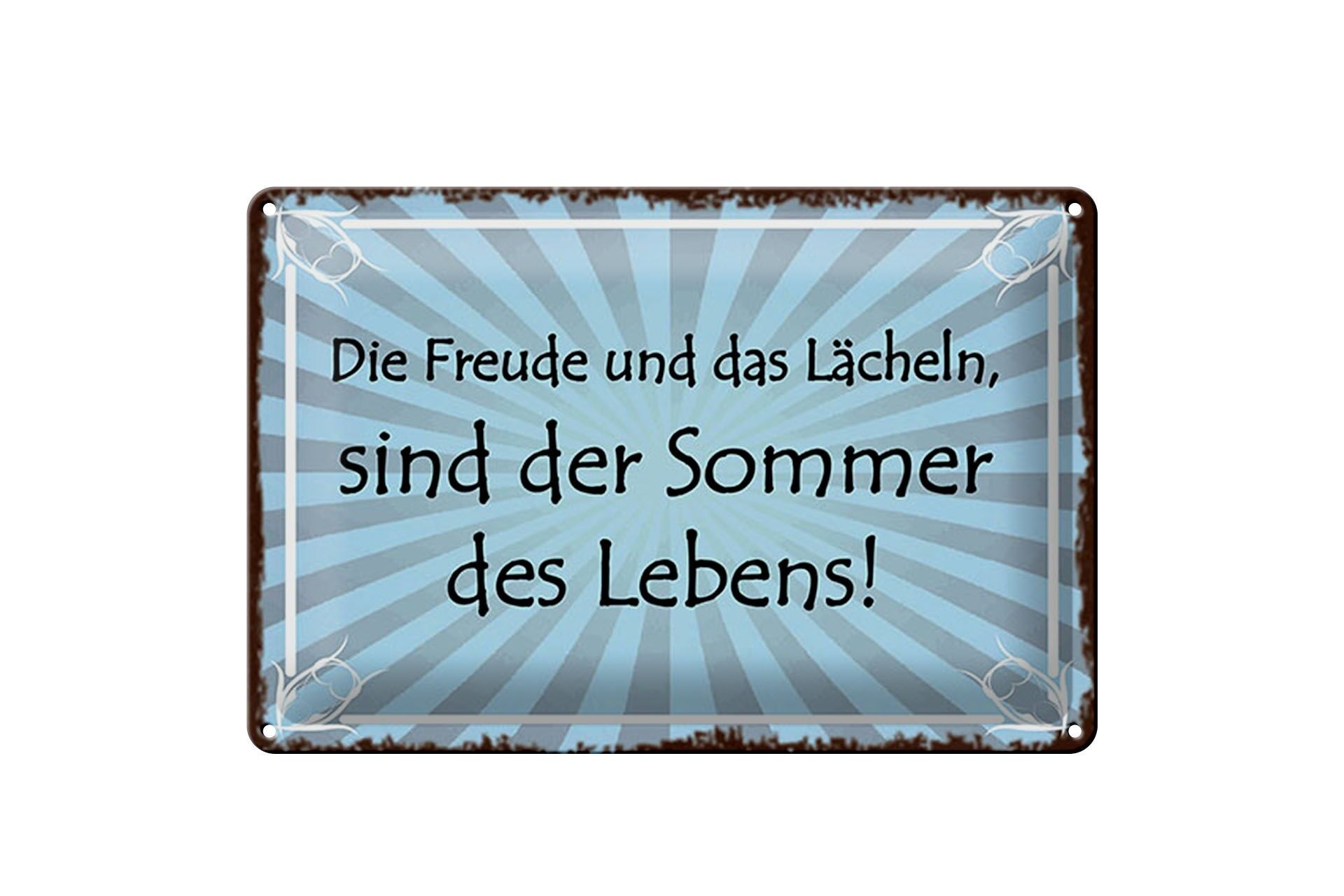 Cartello in metallo con scritta 20x30 cm: La gioia e il sorriso sono l'estate della vita