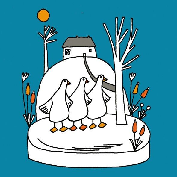 Minitarjeta de patos en fila de 10 cm