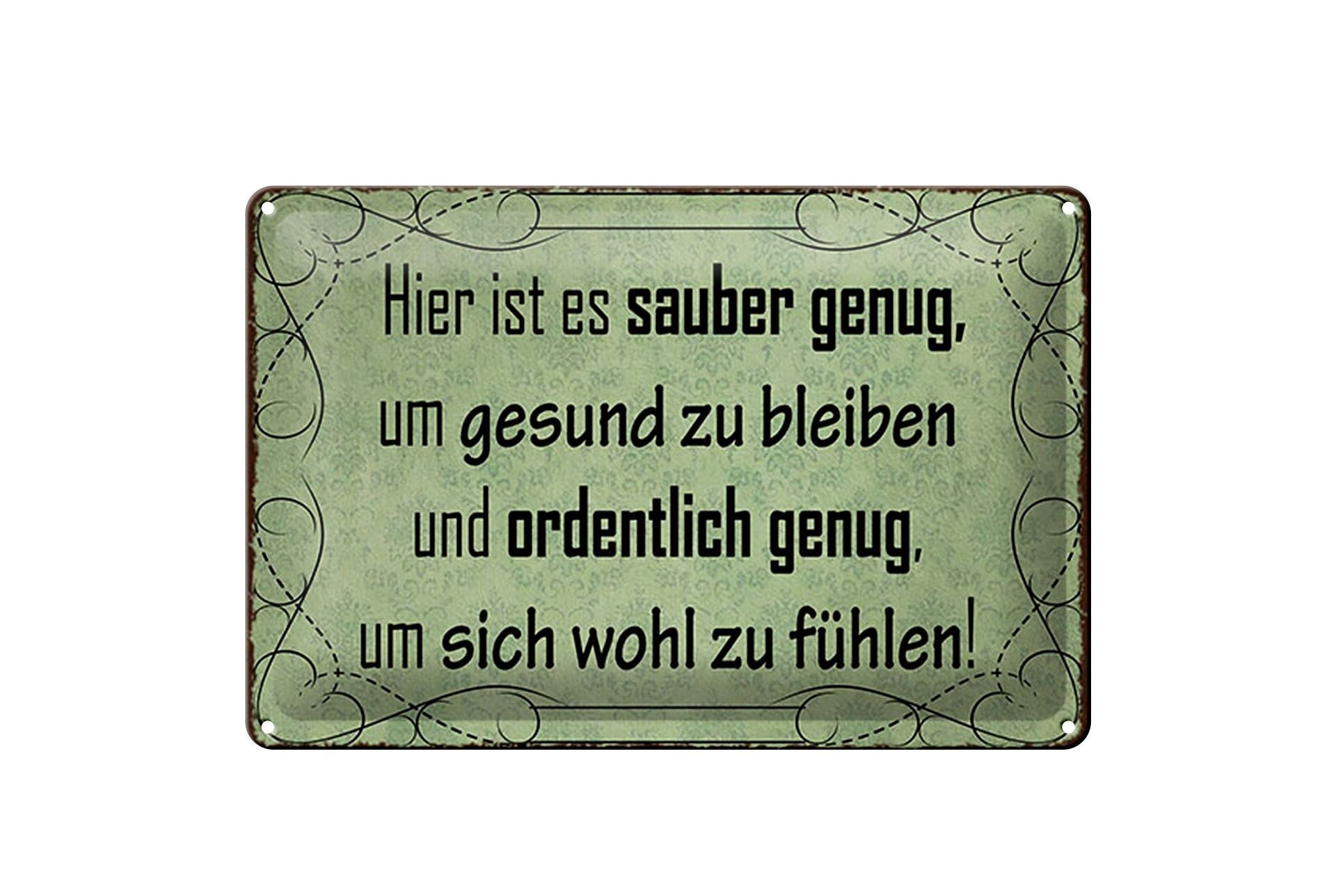 Cartello in metallo con scritta, 20x30 cm, "Qui è abbastanza pulito", cartello decorativo