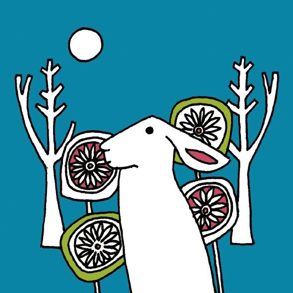 Minitarjeta liebre y flores 10cm