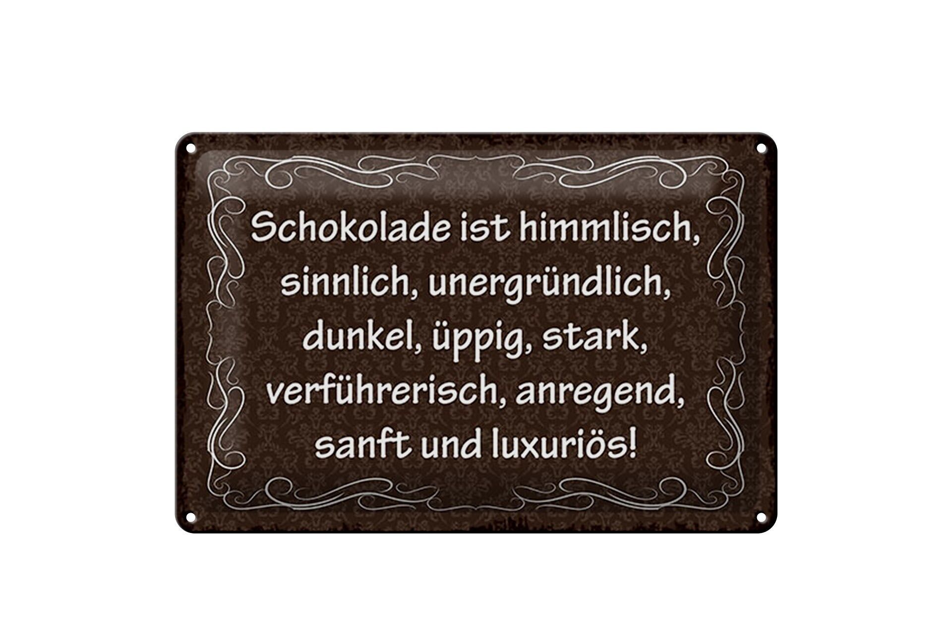 Blechschild Spruch 20x30 cm Schokolade ist himmlisch Deko Schild