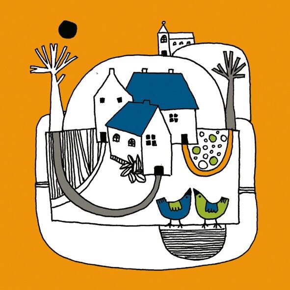 Minitarjeta iglesia en la colina 10cm