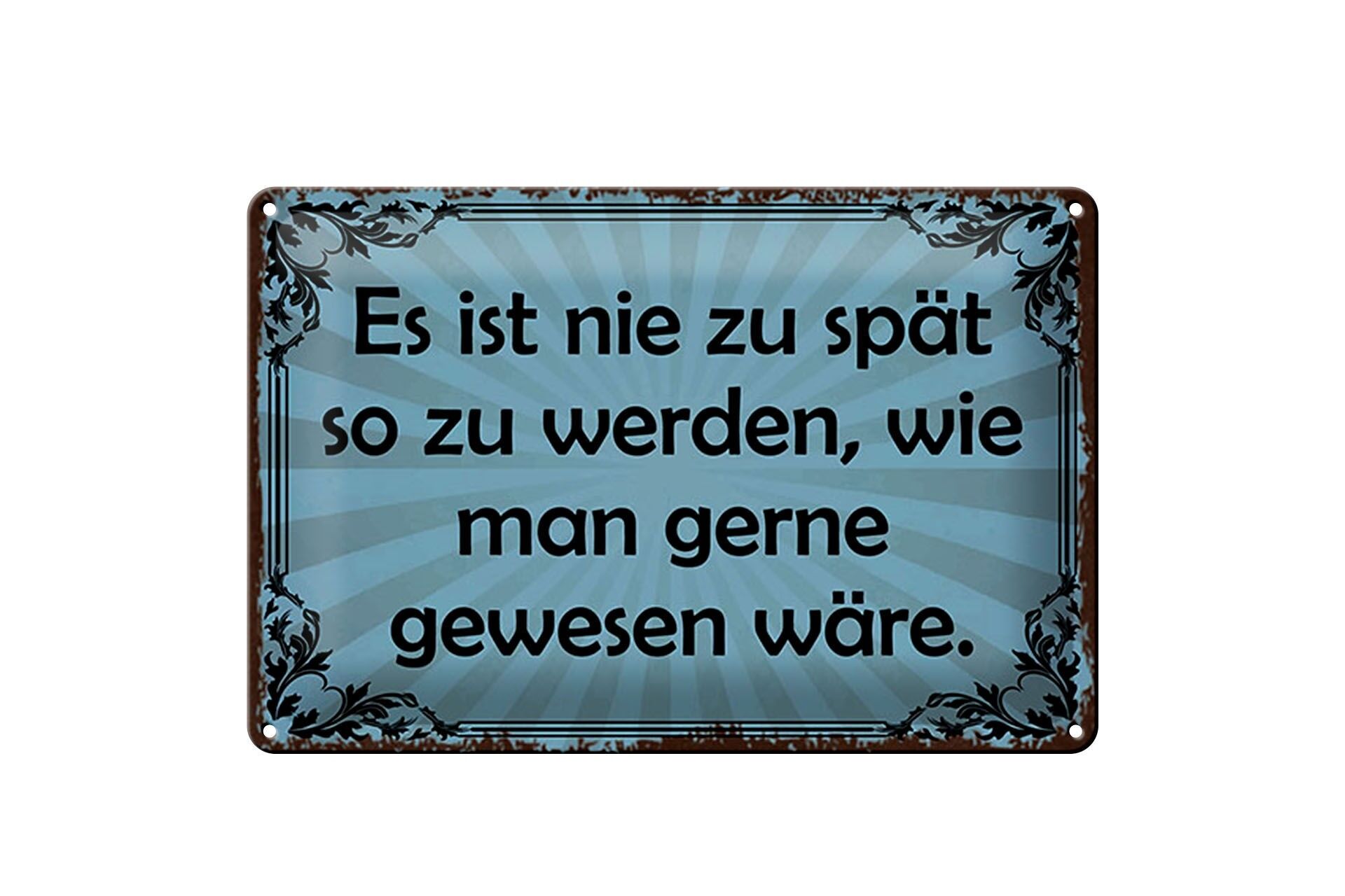 Blechschild Spruch 20x30 cm nie zu spät so zu werden, wie man gern wäre
