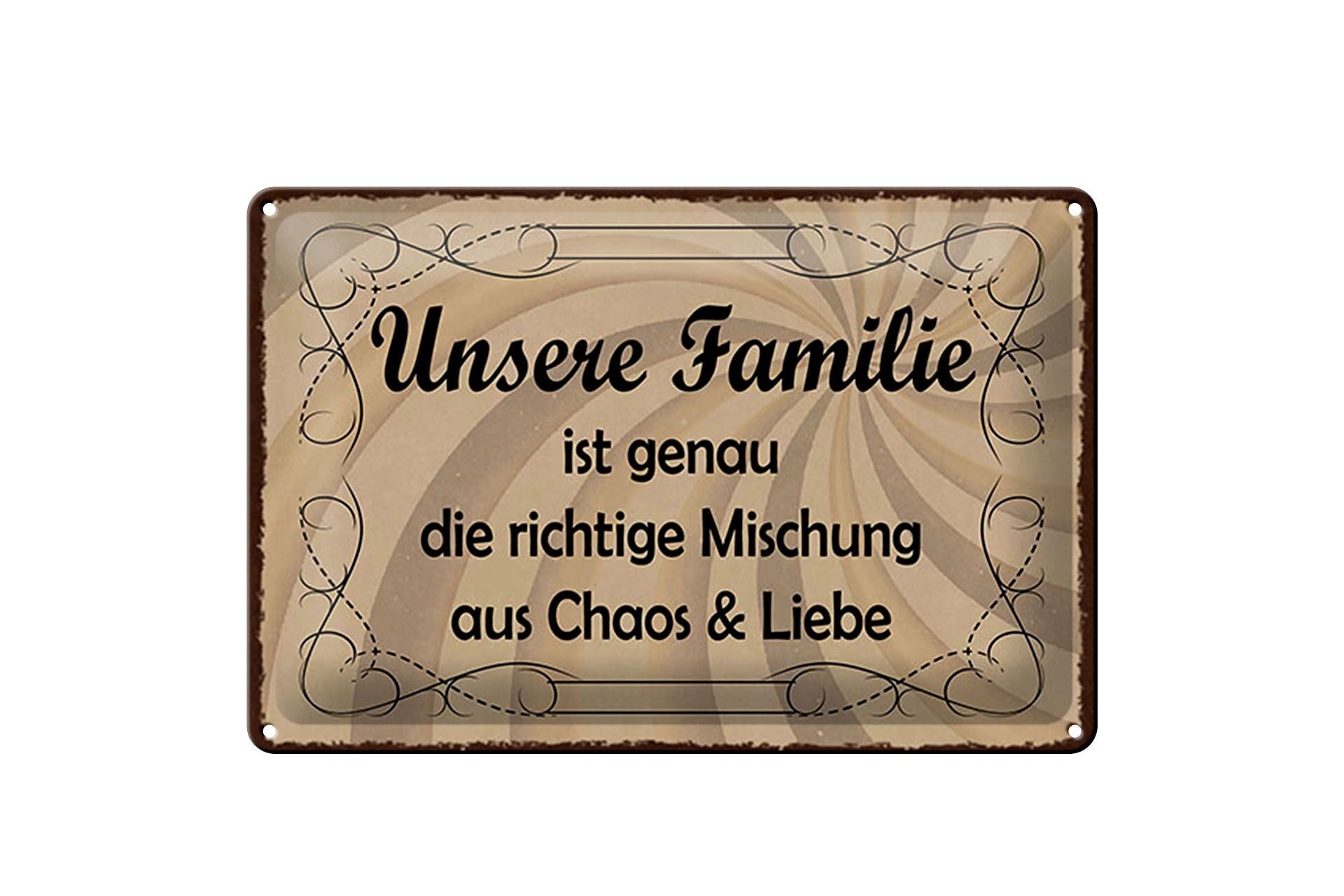 Blechschild Spruch 20x30 cm Unsere Familie ist die richtige Mischung Schild