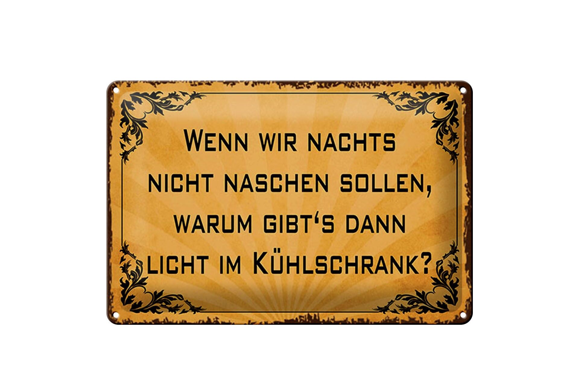 Blechschild Spruch 20x30 cm Warum gibts dann Licht im Kühlschrank Deko Schild