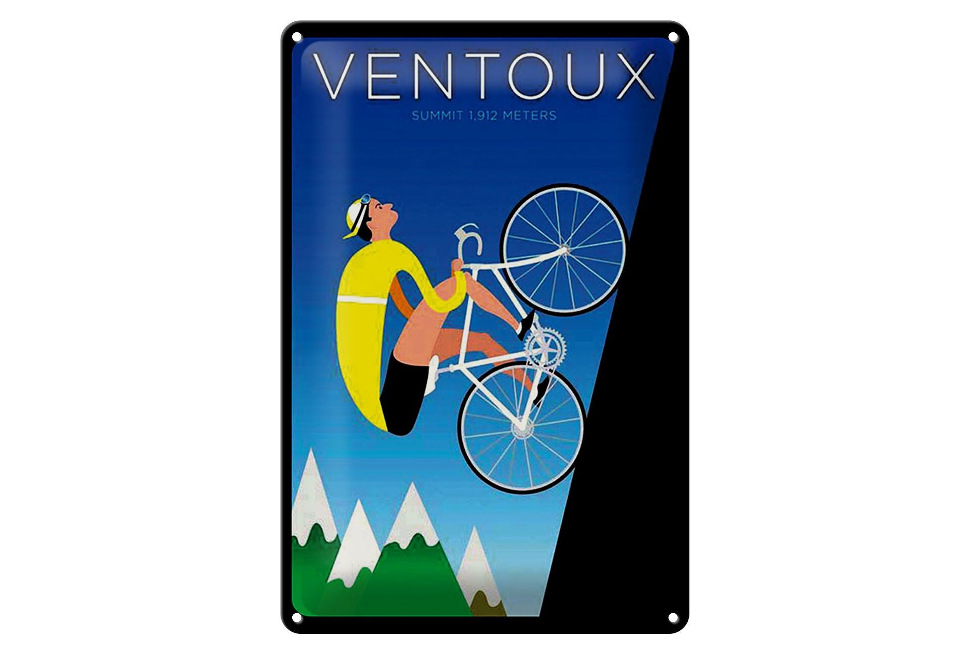 Blechschild Reise 20x30 cm Fahrrad Bergauf Ventoux Deko Schild