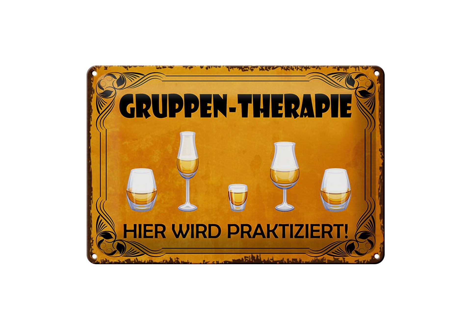 Blechschild Bier 20x30 cm Gruppen Therapie Hier wird praktiziert Deko Schild