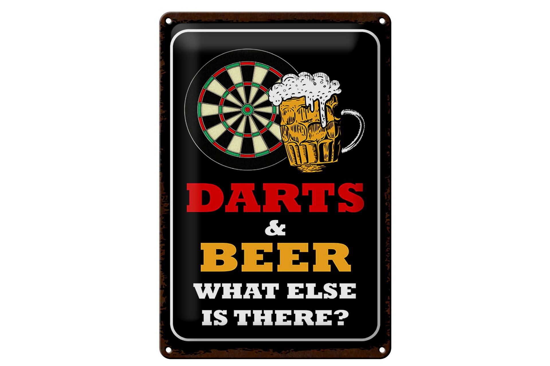Blechschild Spruch 20x30 cm Darts and Beer what else is there Deko Schild