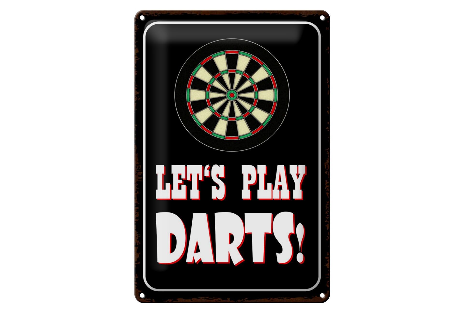 Blechschild Spruch 20x30 cm Lets play Darts Dartscheibe Deko Schild