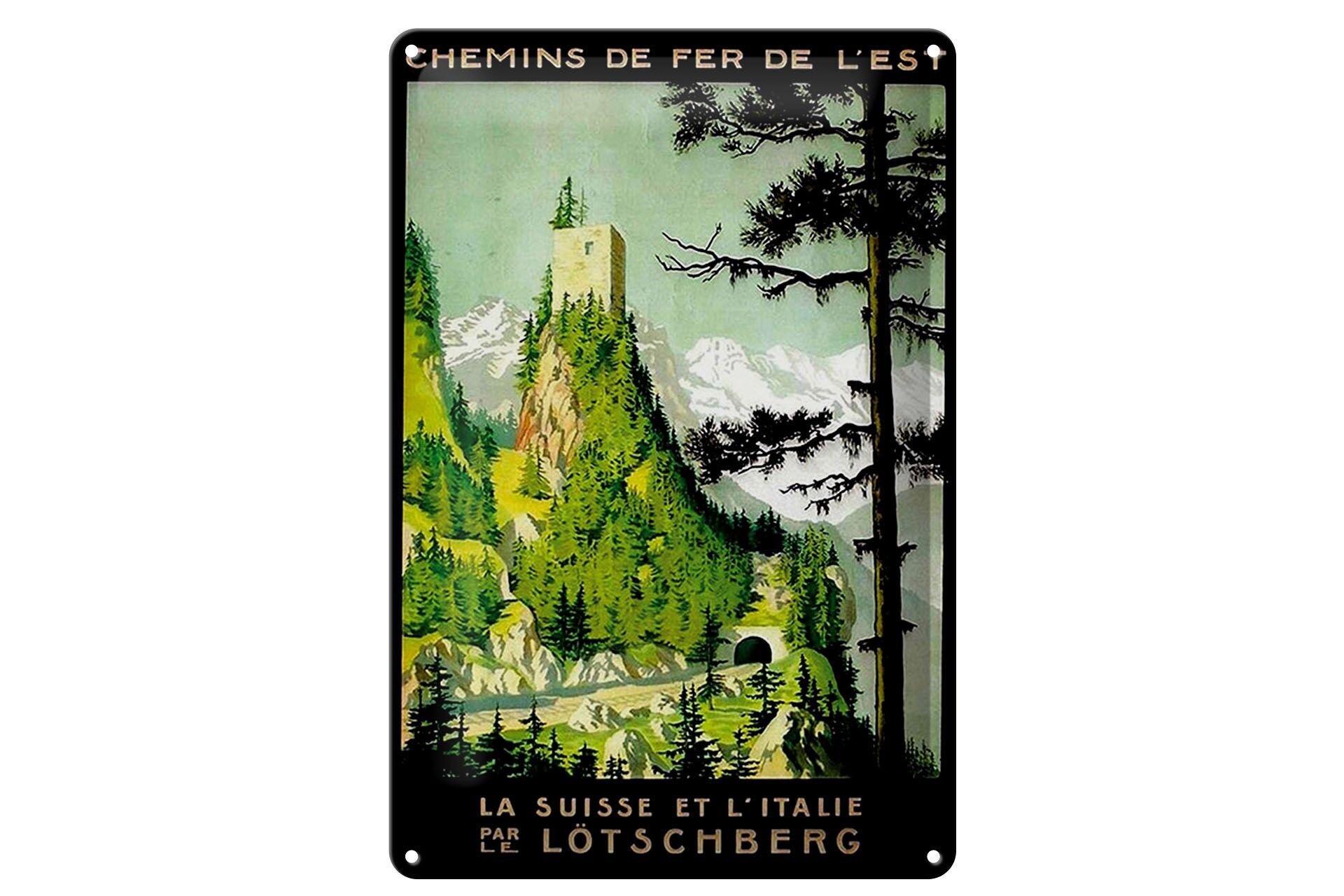 Blechschild Reise 20x30 cm La suisse et l italie Lötschberg Deko Schild