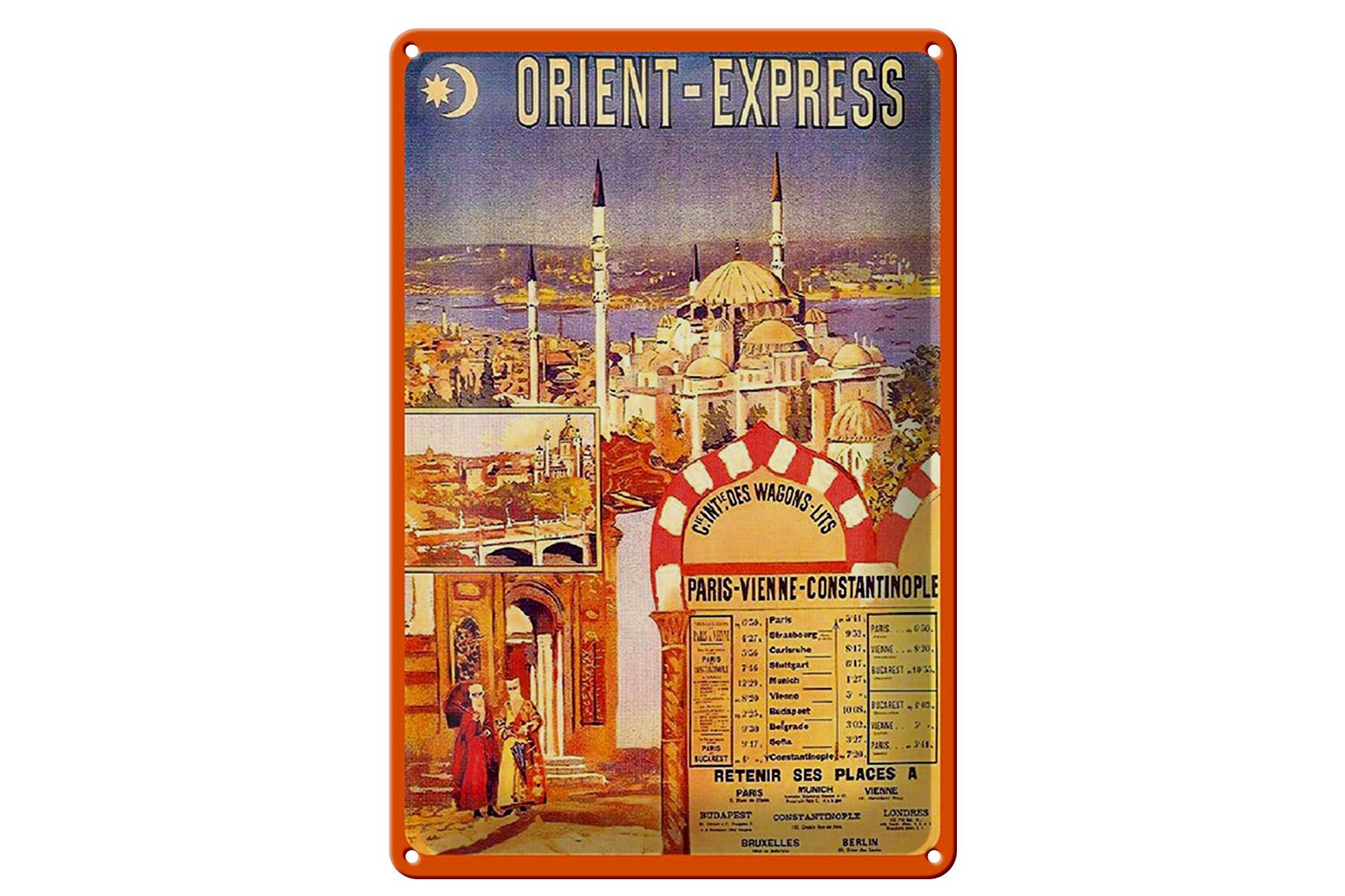 Blechschild Reise 20x30 cm Orient Express Nostalgie Deko Schild