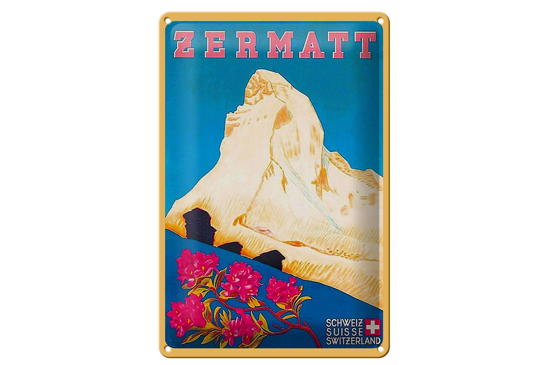 Blechschild Reise 20x30 cm Schweiz Zermatt Retro Deko Schild
