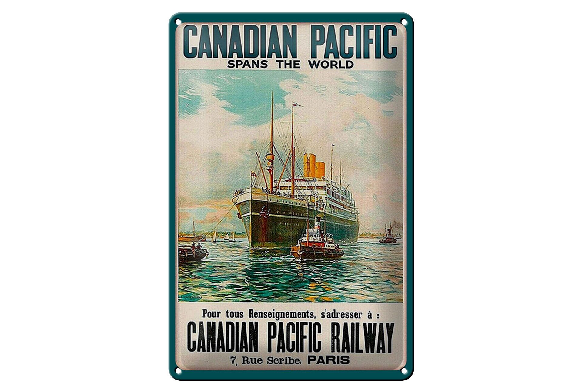 Blechschild Reise 20x30 cm Canadian Pacific Railway Deko Schild