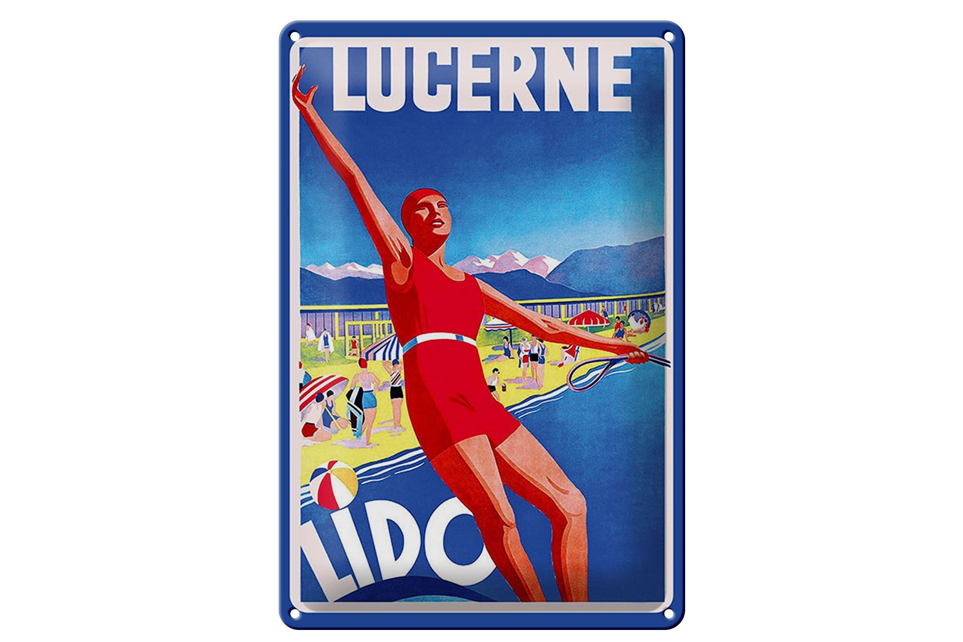 Blechschild Reise 20x30 cm Luzerne Lido Nostalgie Deko Schild