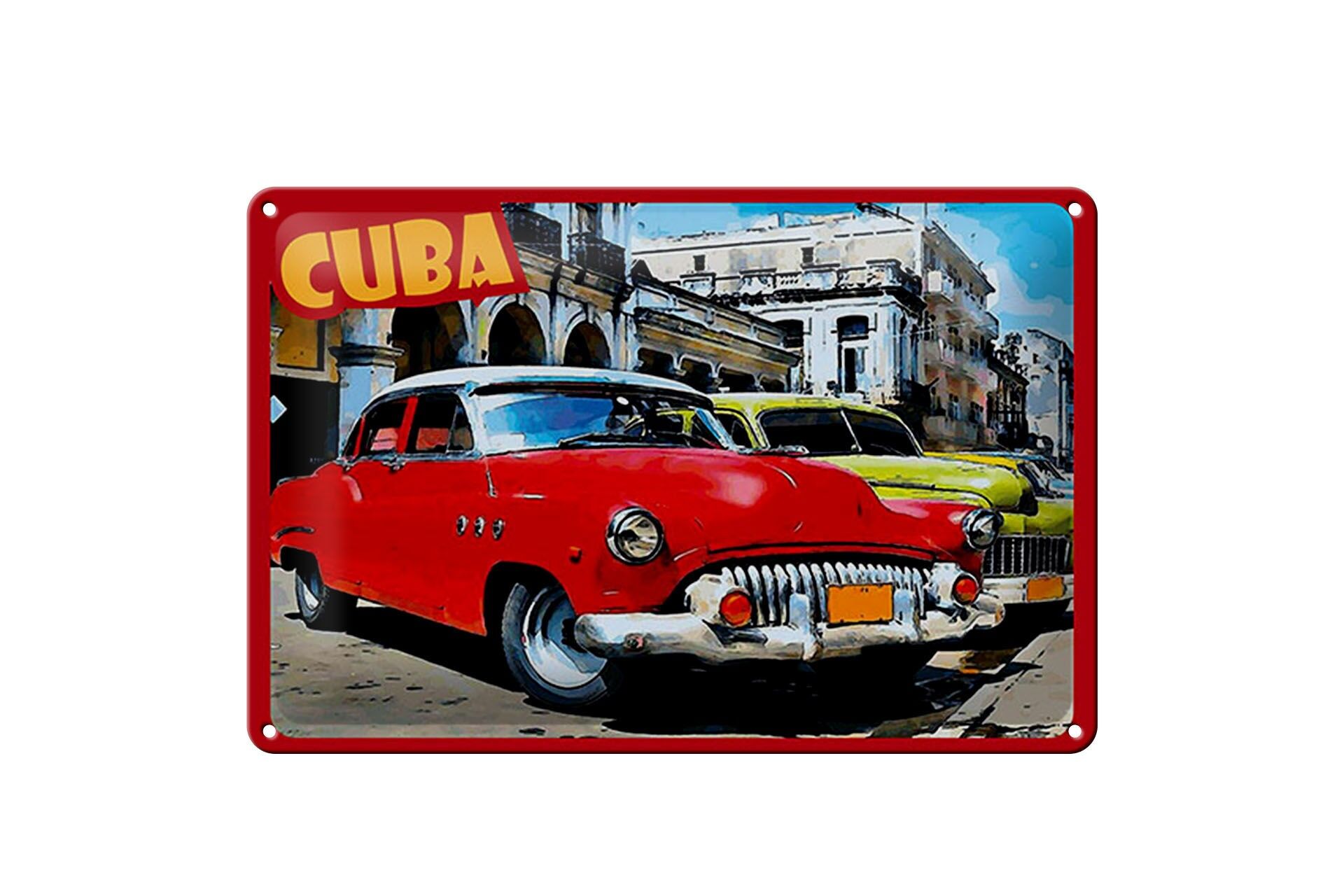 Blechschild Reise 20x30 cm Cuba Oldtimer Autos Deko Schild