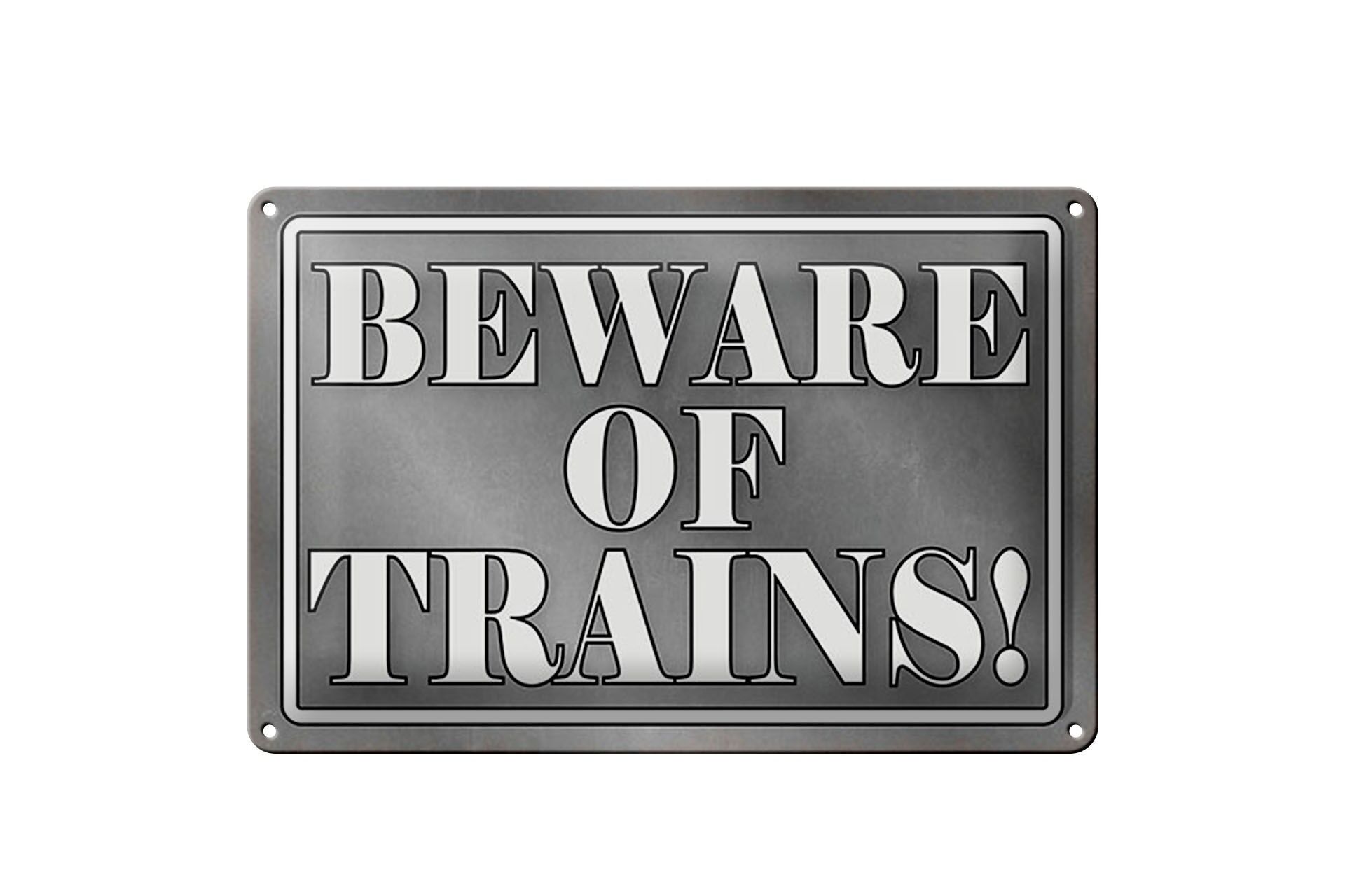 Blechschild Hinweis 20x30 cm Beware of Trains Deko Schild