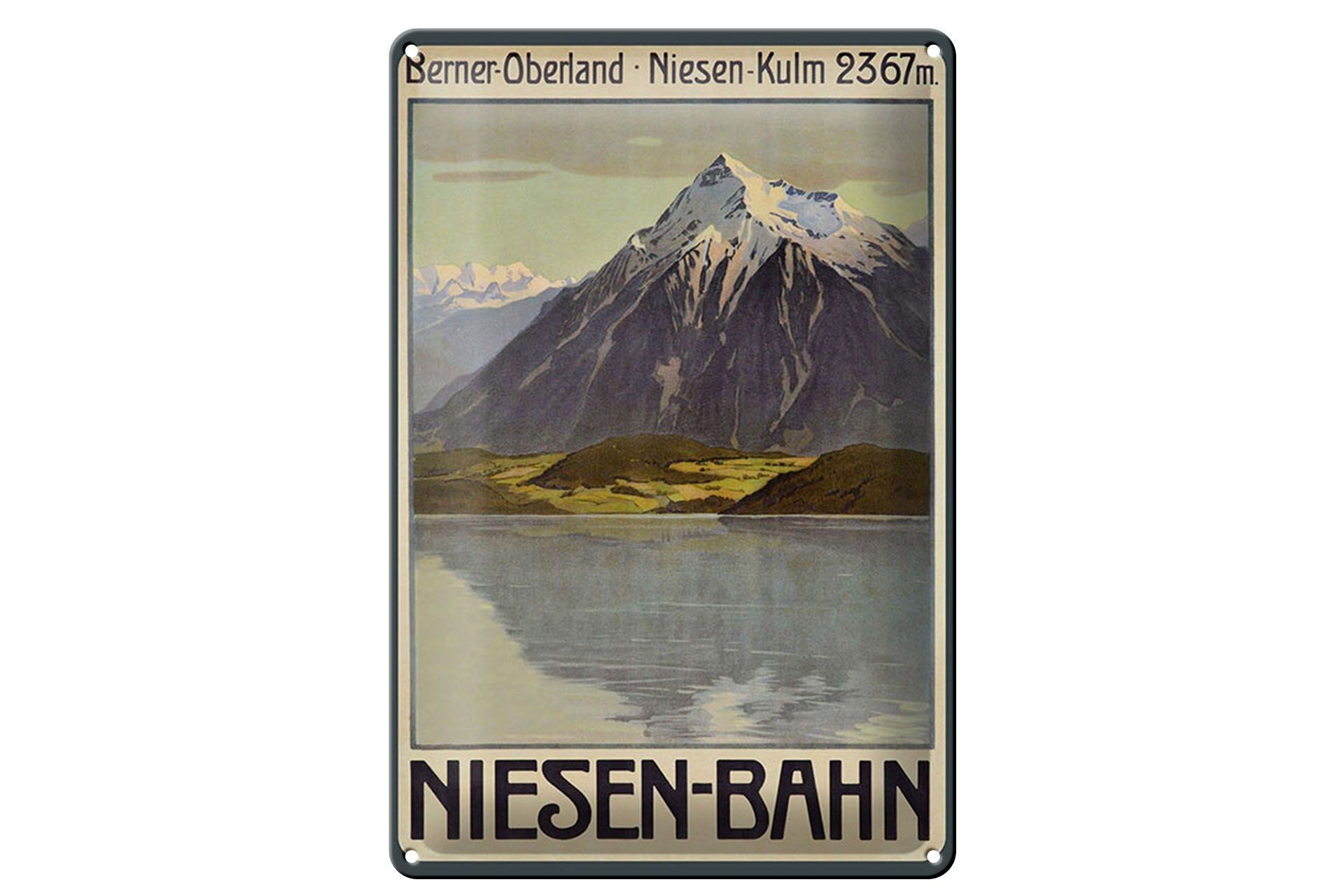 Blechschild Reise 20x30 cm Berner Oberland Niesen Bahn Deko Schild