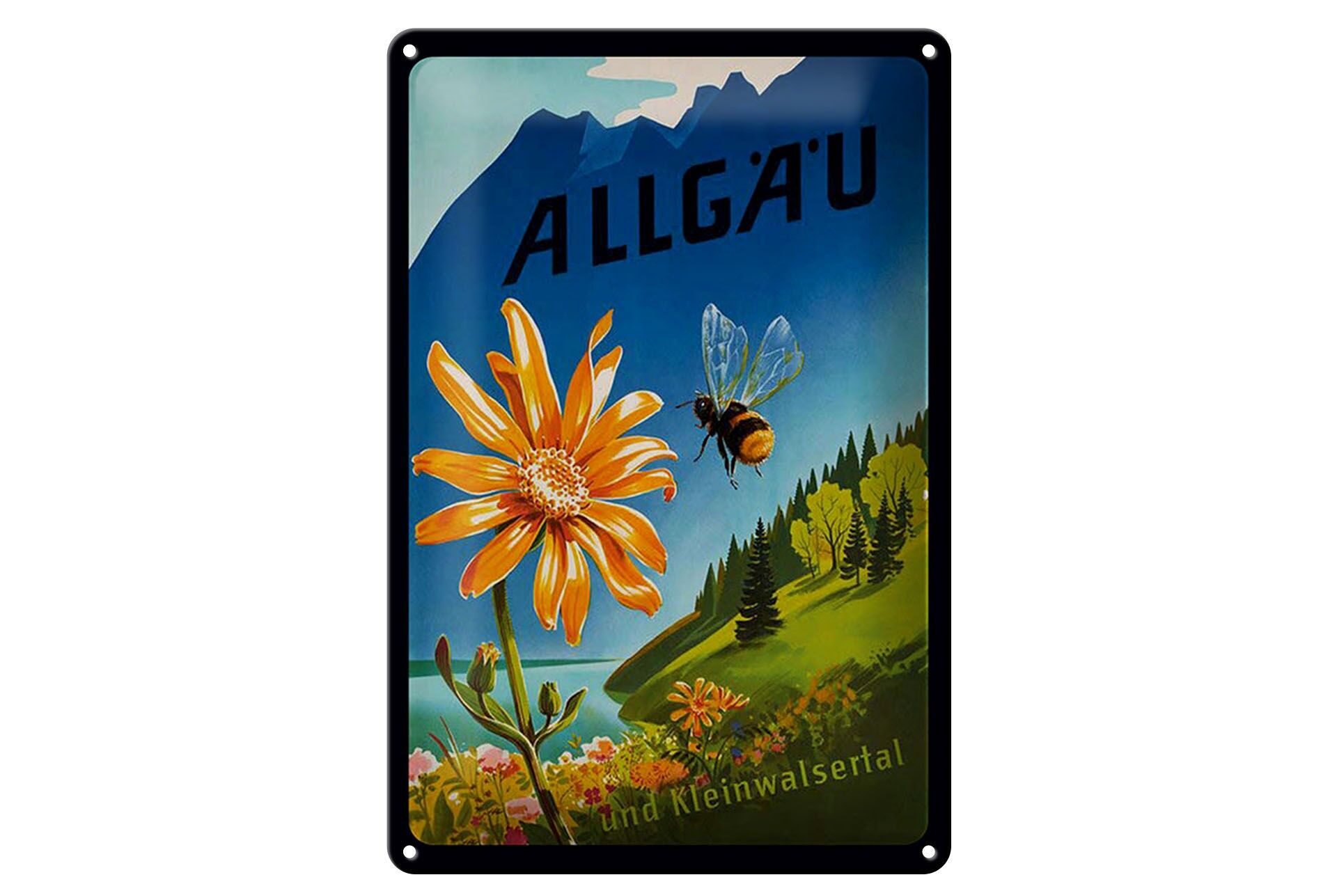 Blechschild Reise 20x30 cm Allgäu und Kleinwalsertal Deko Schild