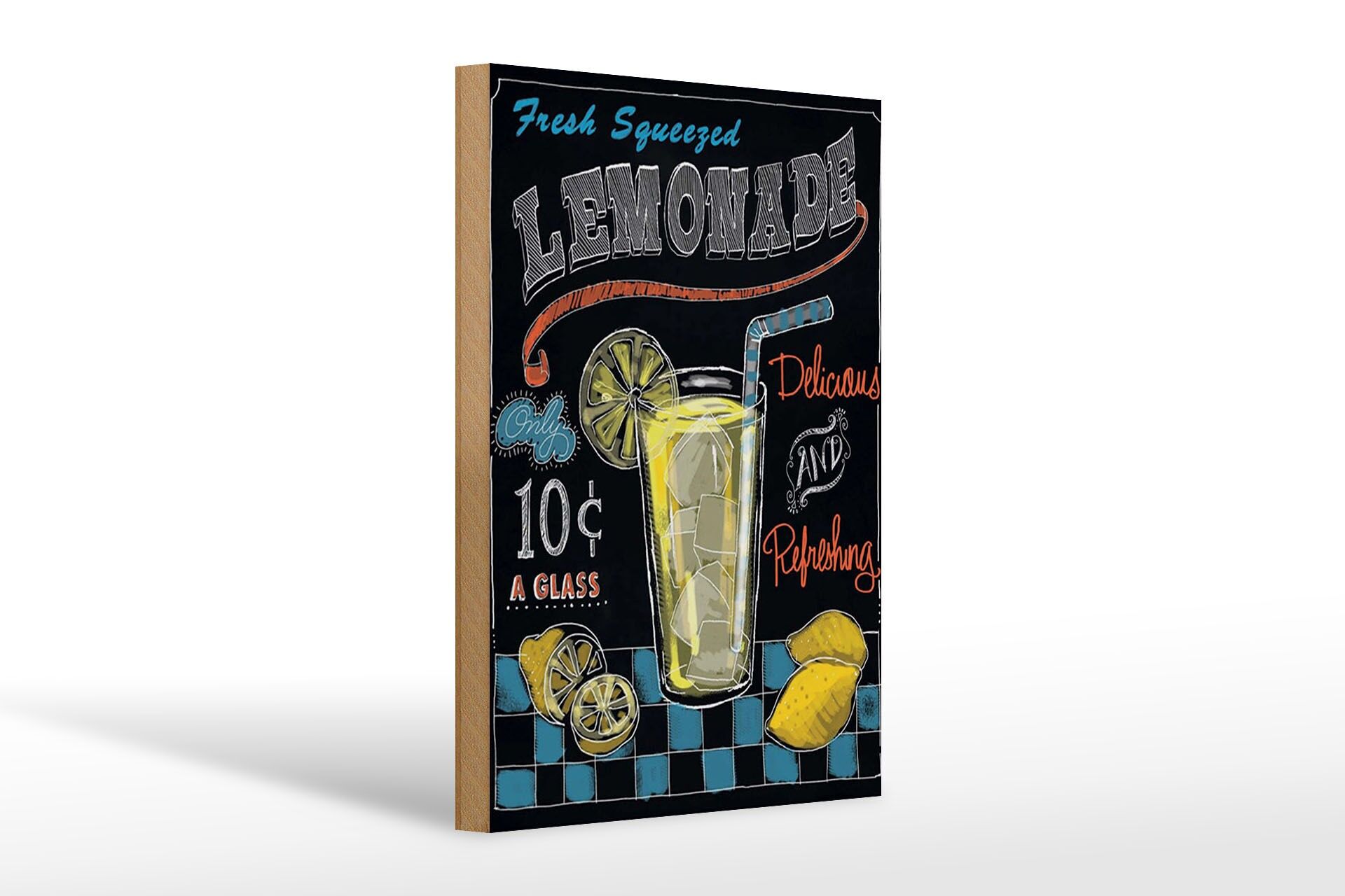 Holzschild Hinweis 20x30 cm Fresh sqeezed Lemonade Tafeloptik Deko Schild