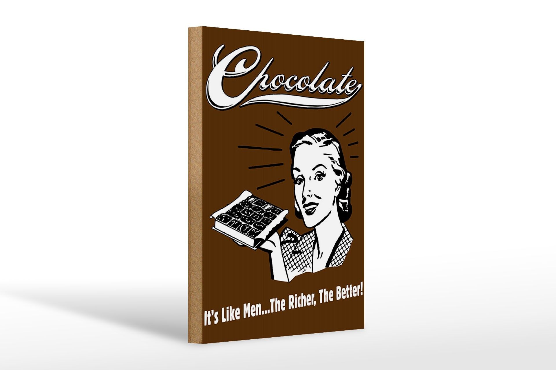 Holzschild Retro 20x30 cm Chocolate Its like men Deko Schild