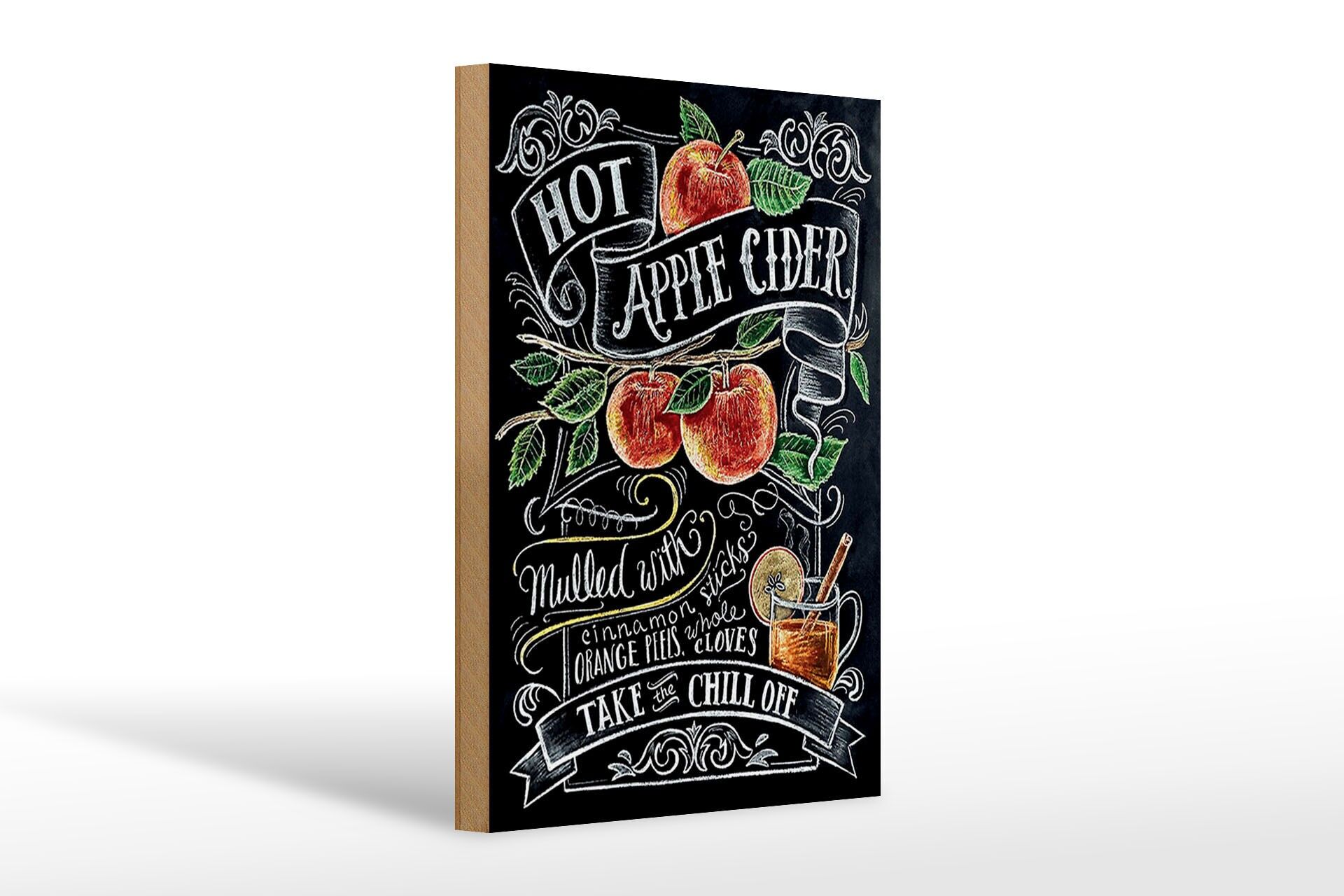 Holzschild Alkohol 20x30 cm hot Apple Cider Tafeloptik Deko Schild