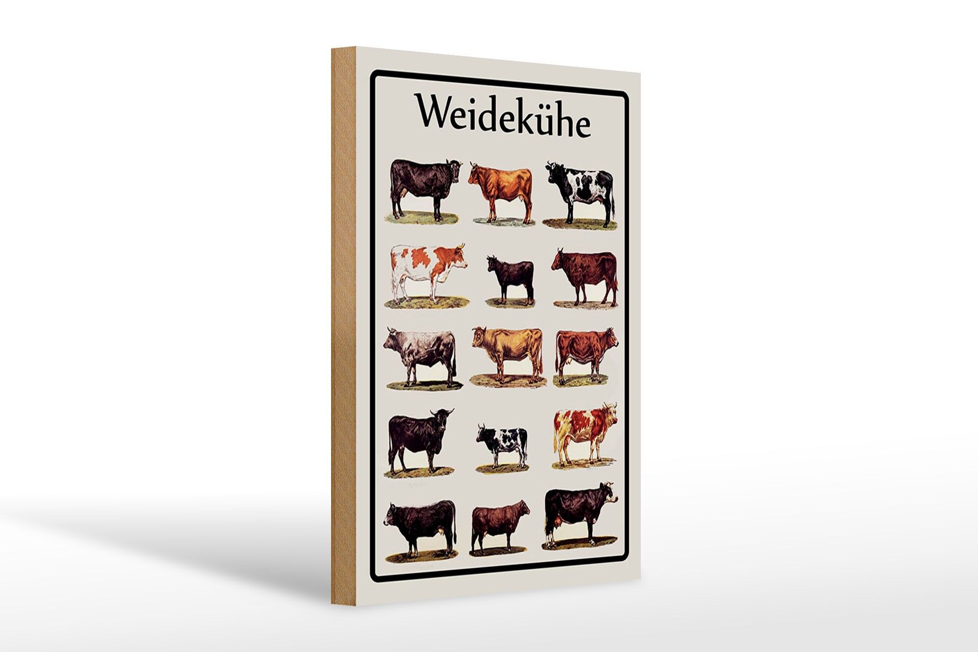 Holzschild Tiere 20x30 cm Weidekühe bildliche Aufstellung Deko Schild