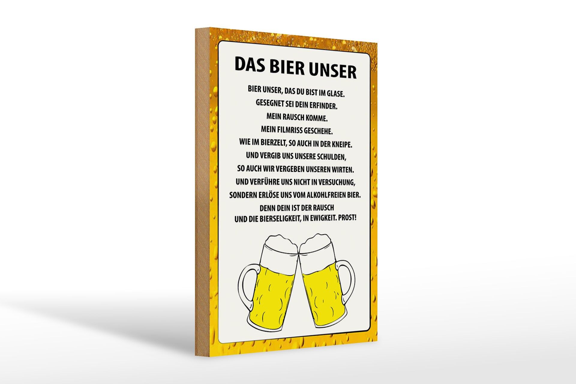 Holzschild Spruch 20x30 cm Das Bier Unser Gebote Biergläser Deko Schild